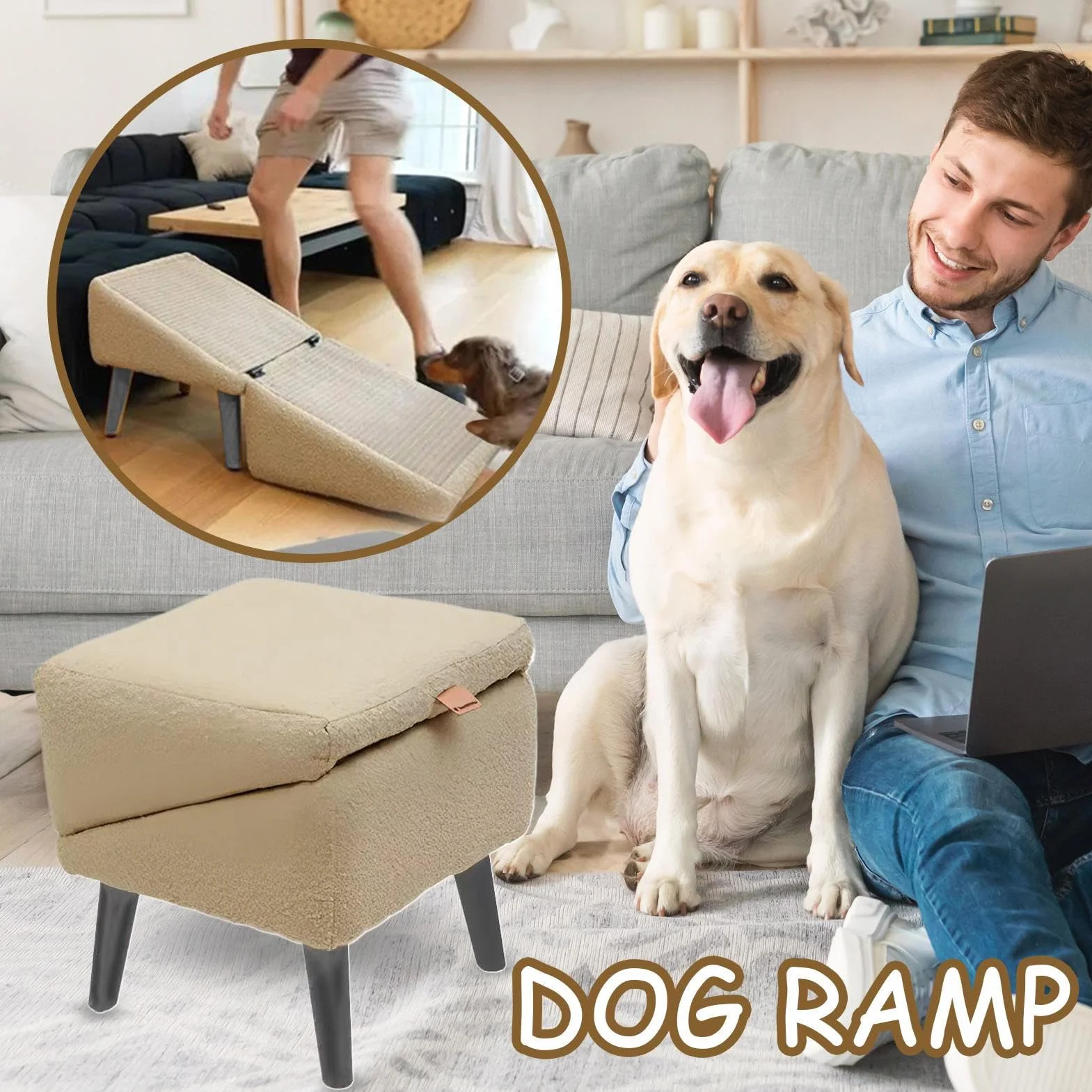 Rampe Tabouret Rampe Ottomane Pliable Antidérapante pour Canapé, Chien, Chie-n Antidérapante Chiens & Chats Âgés Monter Canapé Et Lit