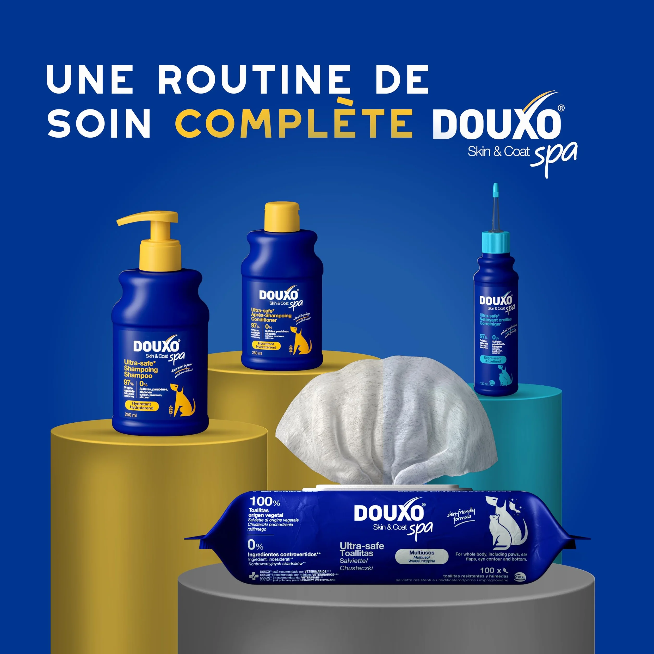 DOUXO Skin & Coat Spa - Ultra-Safe Shampoing hydratant pour Chien, 250mL, Nettoie et Hydrate la Peau Profondeur, Laisse Le Pelage Doux et éclatant, Formule respectueuse de la Peau.