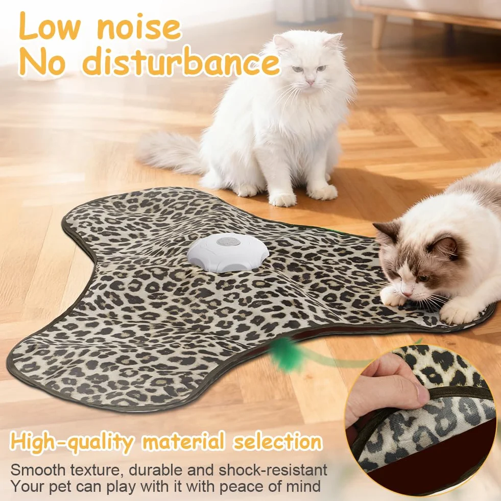 AUYAO Jouet Interactif pour Chat avec Plumes et Bruit de Souris, Rechargeable Silencieux Automatique