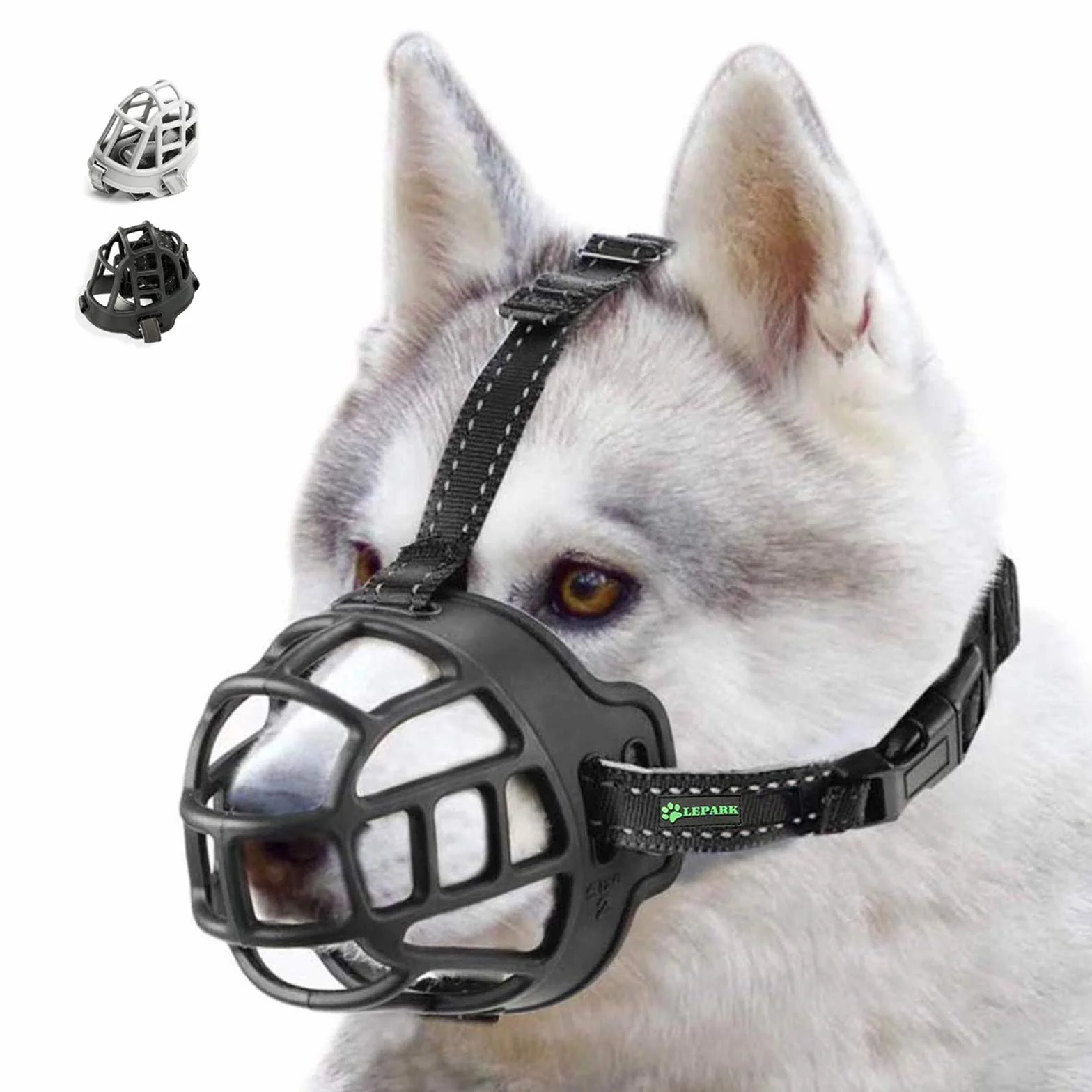 ILEPARK Muselière Panier pour Chiens, Prévient L'aboiement, Mâche, Réglable pour Petits, Moyens Et Grands Chiens. (Taille 4,Noir)
