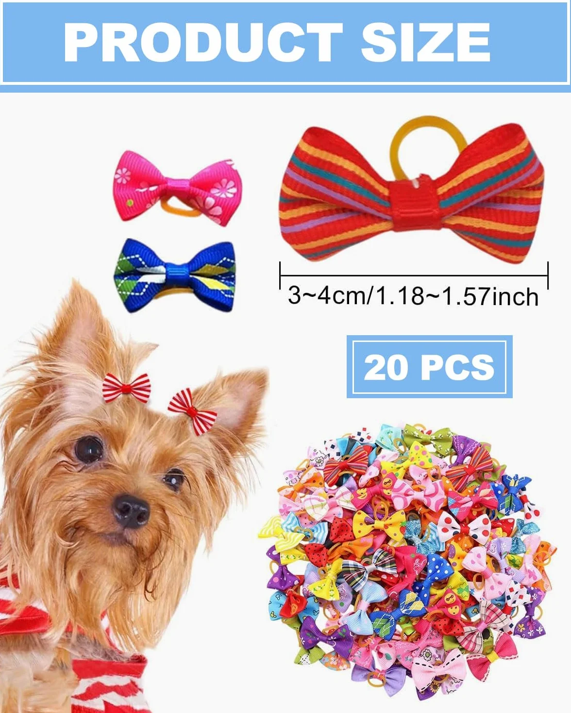 Accessoires pour Cheveux de Chien Arc Coiffe, Corde À Cheveux pour Animaux De Compagnie Bowknot, Bandes de Caoutchouc pour Petits Chiens, Chats