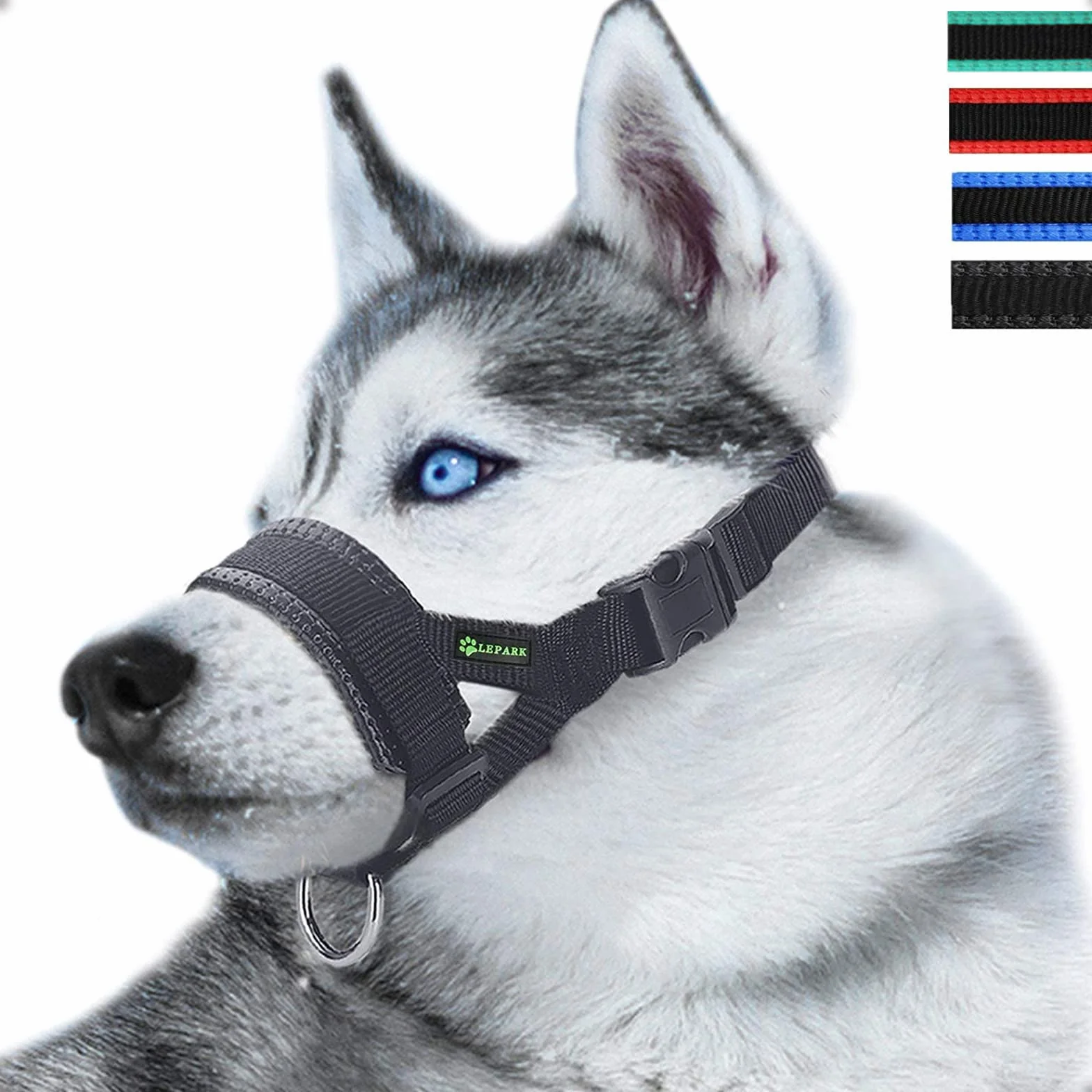 ILEPARK Muselière en Nylon Réglable pour Chiens Anti Aboiement Anti-Morsure XL Noir