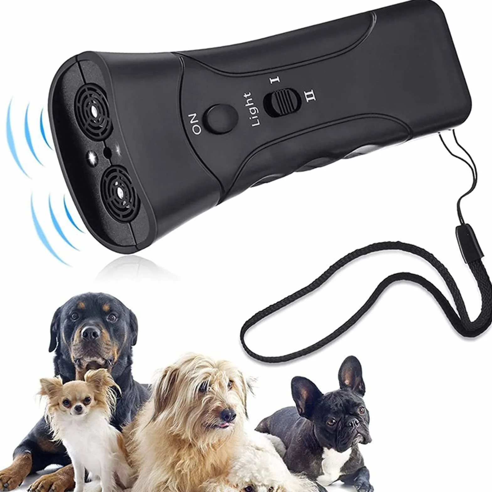 Répulsif Anti-aboiement Ultrasons Portable avec LED pour Chien, Dressage Extérieur