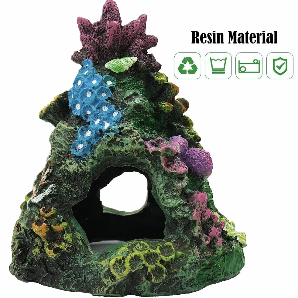 SLOCME Décorations pour aquarium récif corallien – Ornement de grotte de montagne de corail pour poissons Betta