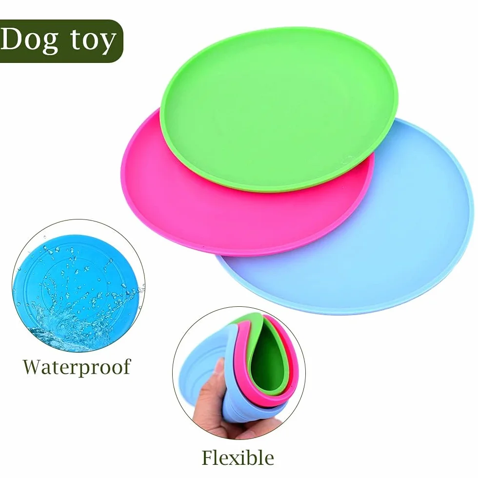 Frisbee pour Chien en Silicone Disque Volant Jouet Interactif Plein Air Petits et Moyens Chiens