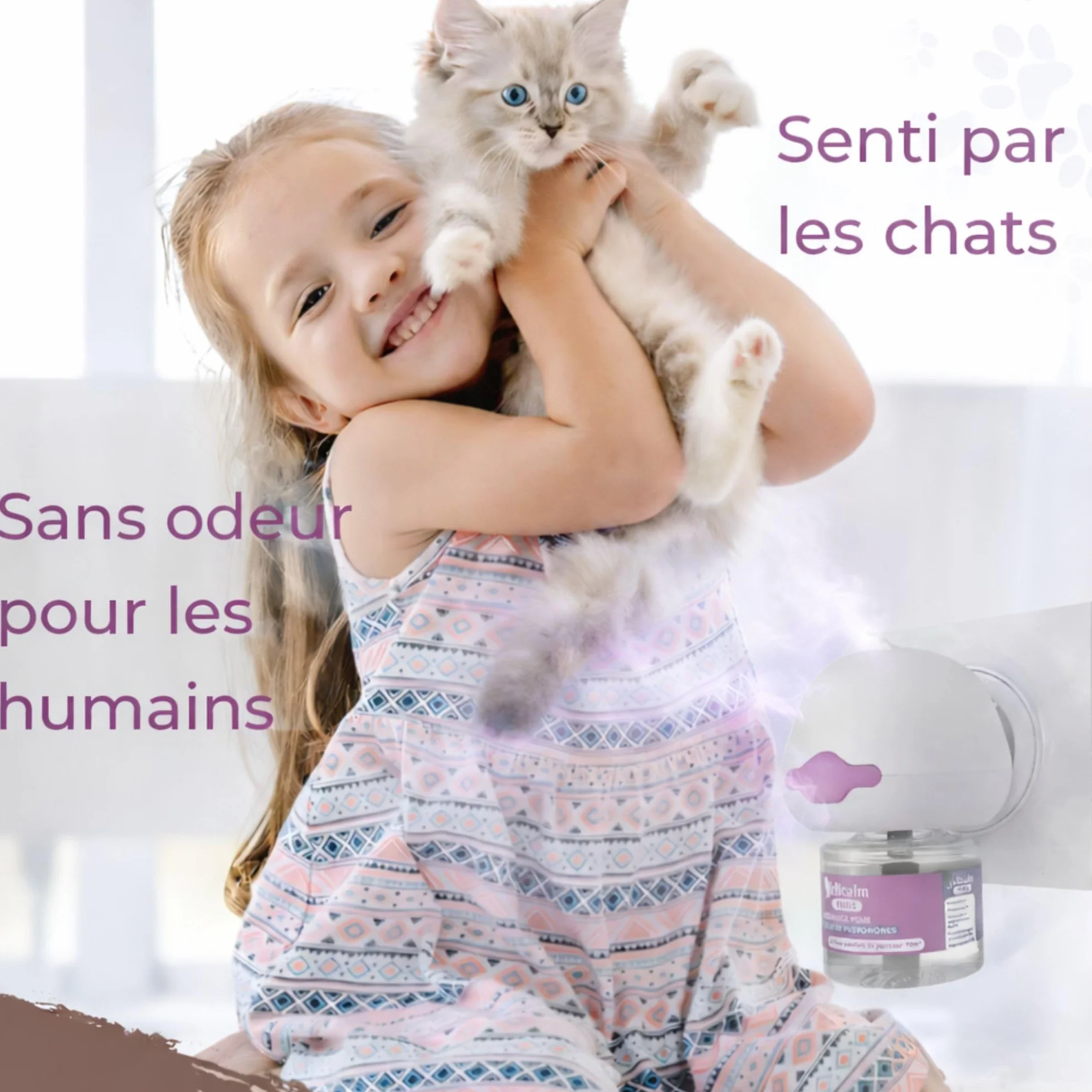 Diffuseur Chat Valériane Phéromones sans Odeur Double Action Apaisante 2 Recharges 60 J