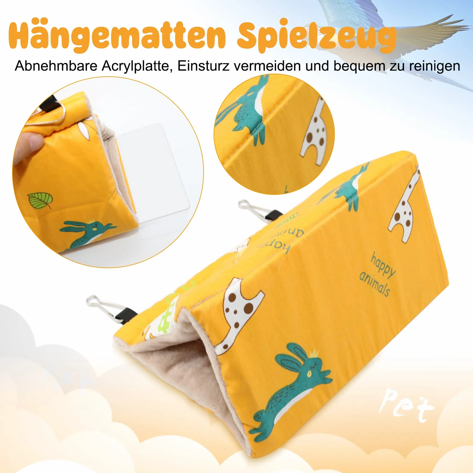 Perroquet Hamac Nid D'oiseau Chaud Doux Hamac en Peluche Suspendu Cage Tente pour Perruche Calopsitte Amazones Cacatoès Canari Cage Jouet M