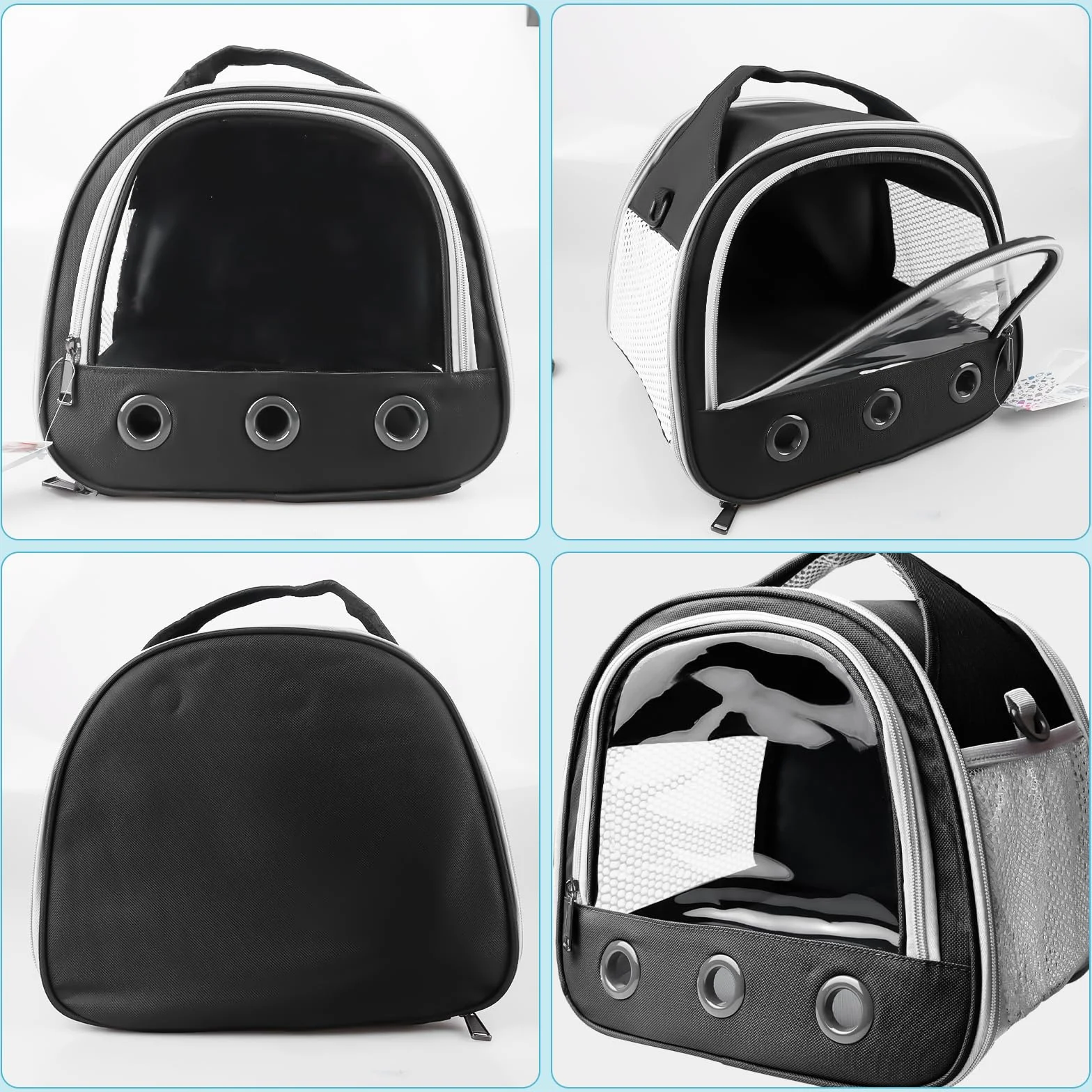 Boîte de transport pliable pour chat chien lapin hamster 30 x 21 x 27 cm Noir