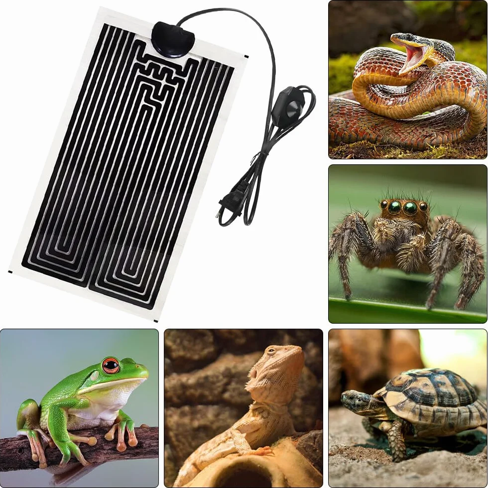 Tapis Chauffant pour Reptile 14W Réglable Contrôle Température 28x15cm Terrarium