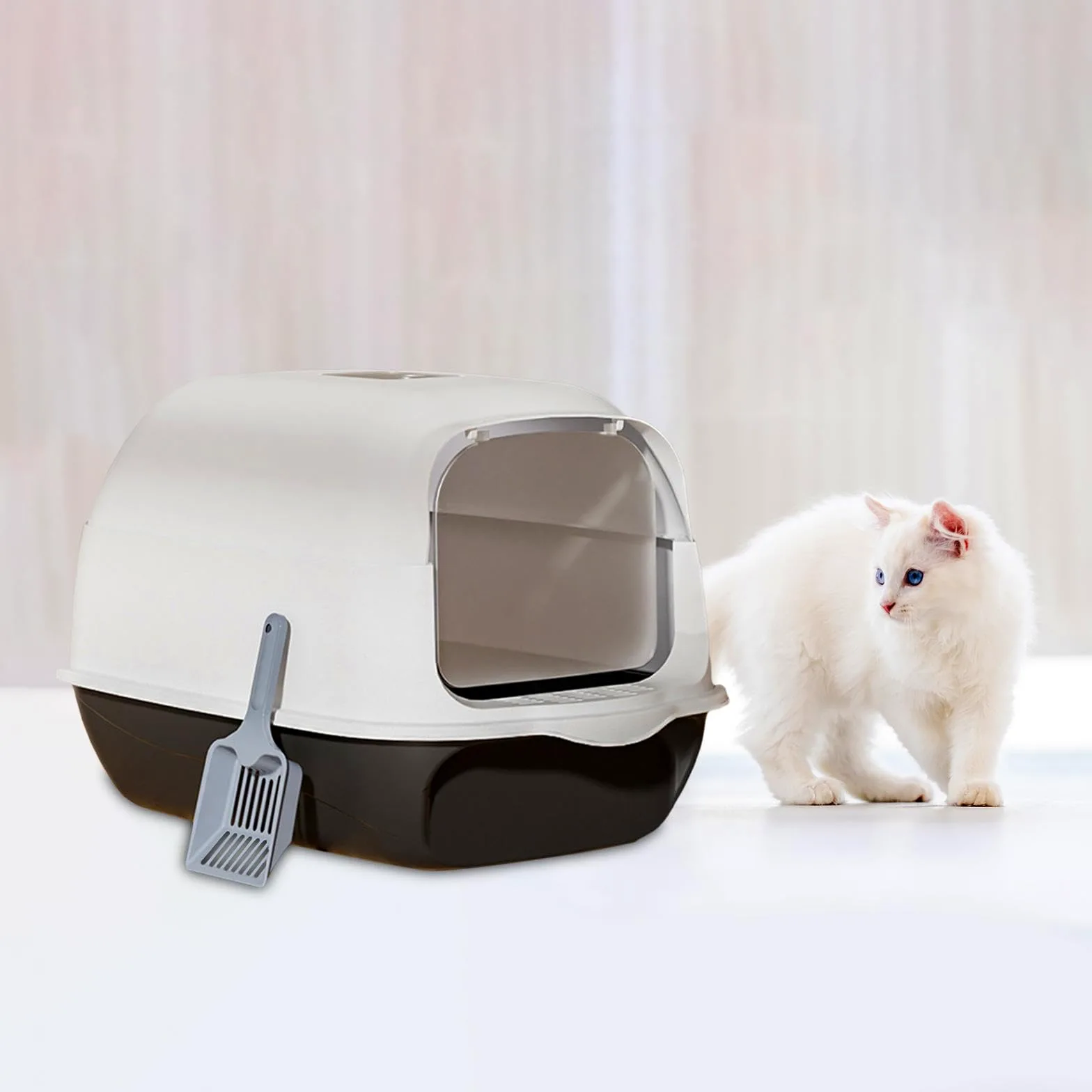 Bac à Litière Fermé pour Chat, Pot Amovible, Anti-éclaboussures, Facile à Nettoyer, pour Petits Animaux, Bac à Litière pour Chat, Bacs à Litière pour, Noir