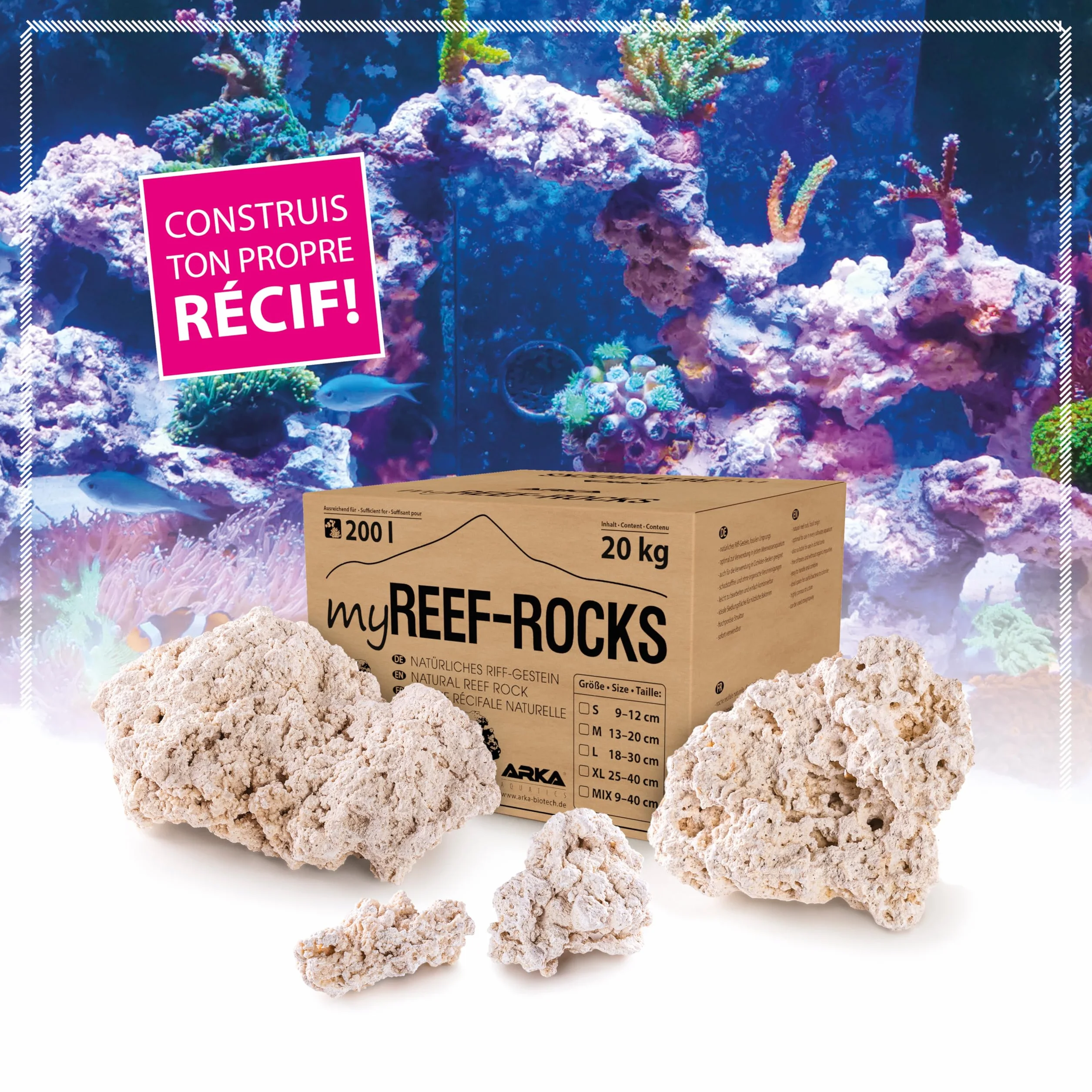 ARKA myREEF-Rocks 20kg Roches Naturelles pour Aquariums Marins