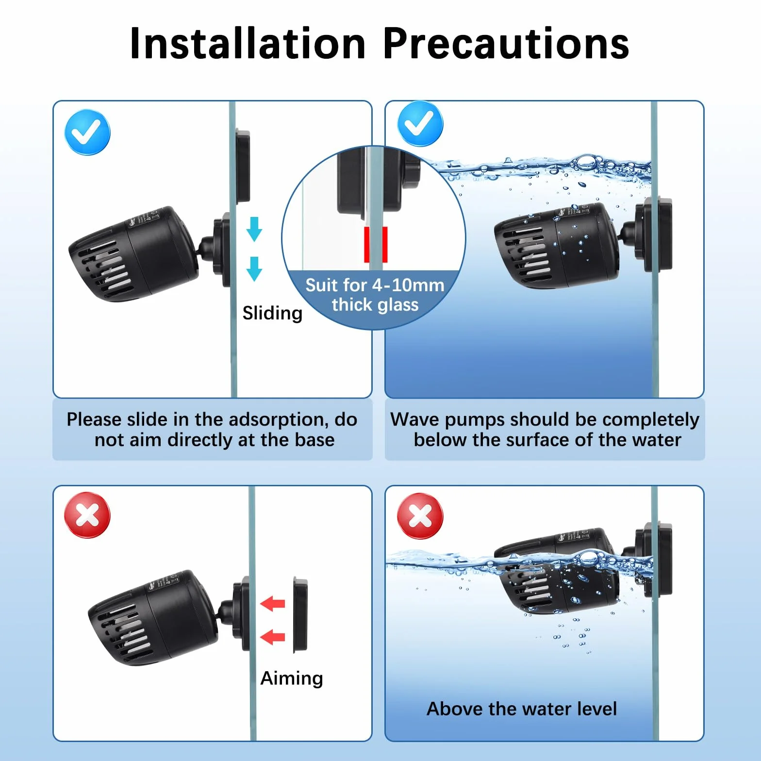 hygger 3997LPH Pompe à Vagues pour Aquarium,6W Pompe de Brassage Circulation pour l'eau Silencieuse à 360 Degrés pour Aquariums d'eau Douce et d'eau Salée de 154 à 378L
