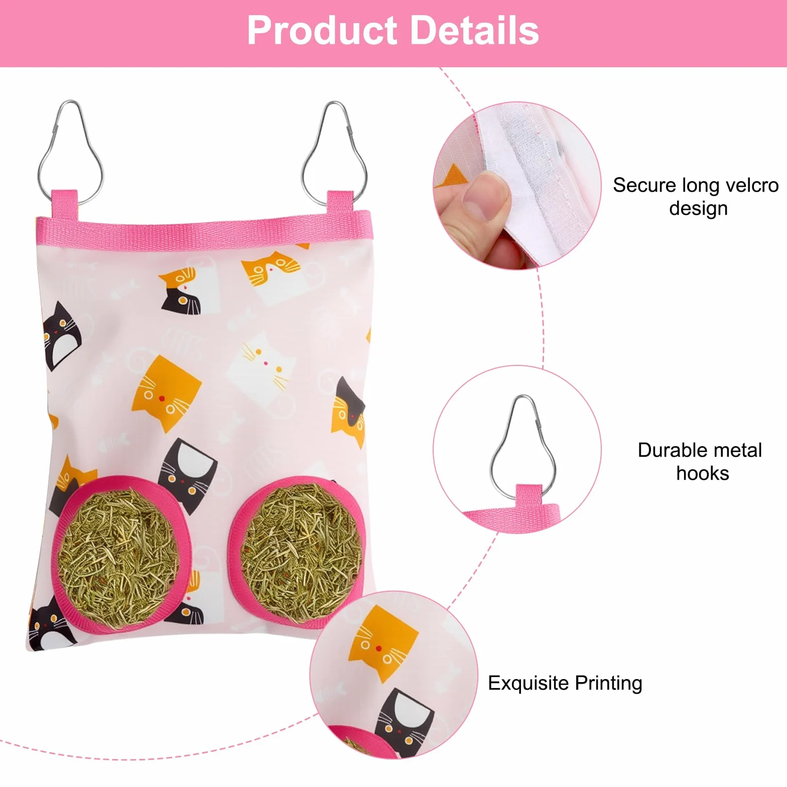 Sac à Foin de Lapin Suspendus Mangeoire avec 2 Trous pour Chinchilla Cochon d'Inde (Small)
