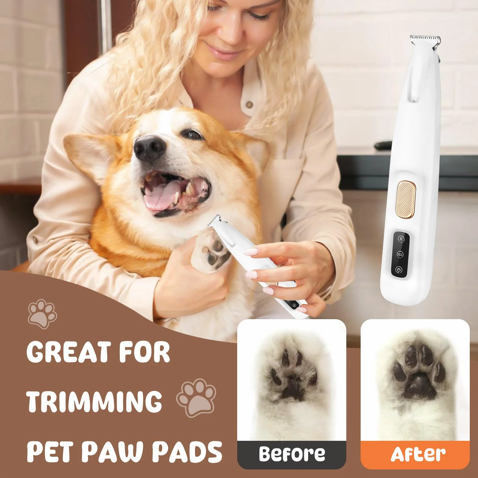 VicBou Tondeuse pour Chien et Chat Rechargeable USB Faible Bruit Électrique LED