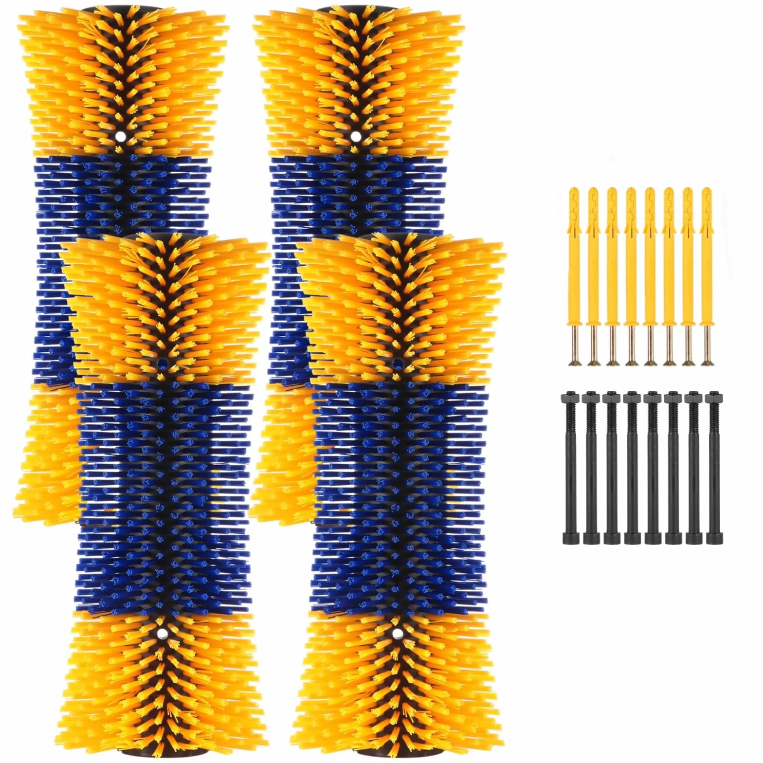 Lot de 4 Brosses à Gratter pour Bétail, demi-ronde, 19.2 x 43.5 cm