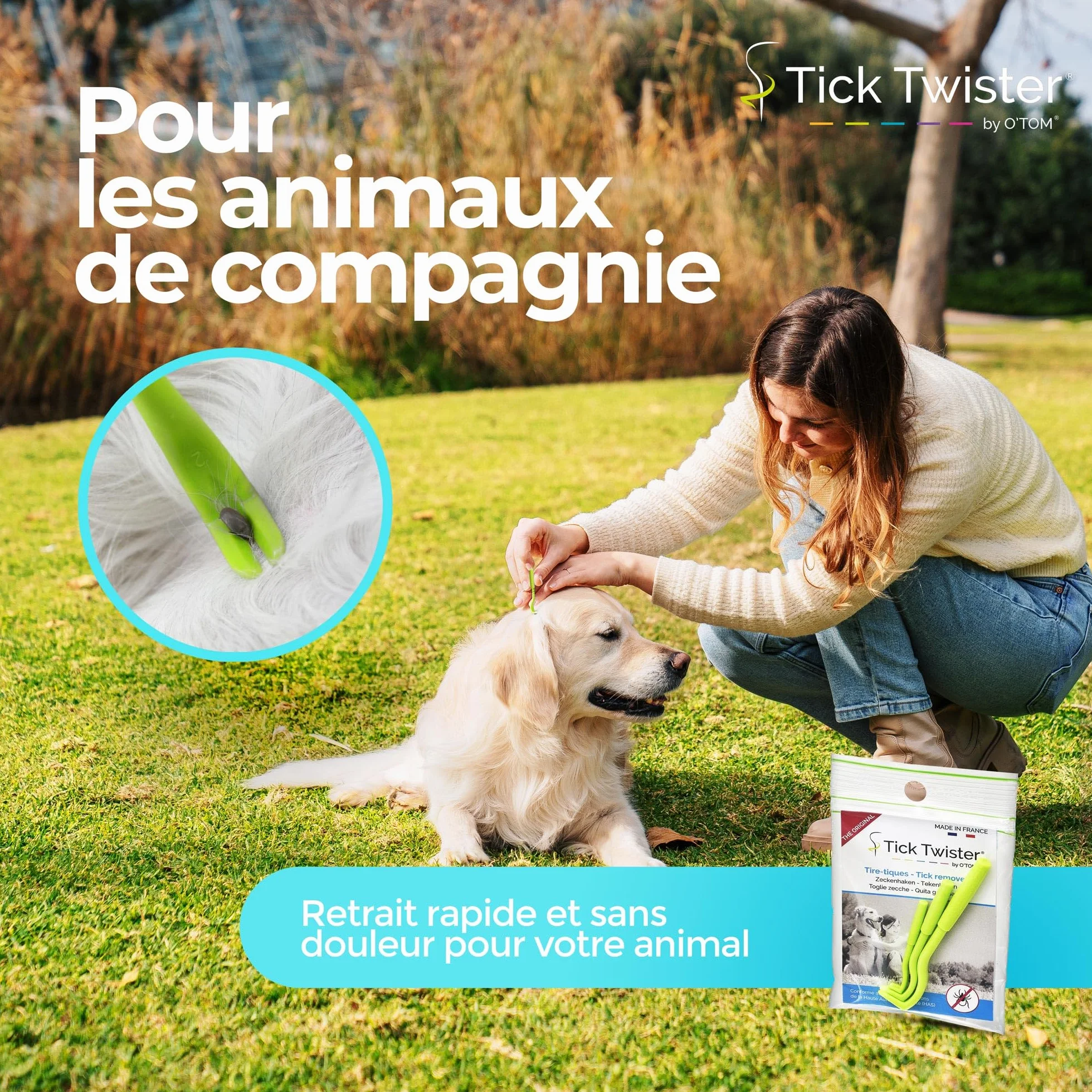 Pince à Tique Tick Twister pour Chien, Chat et Humain - Retrait Facile et Rapide, Fabriqué en France