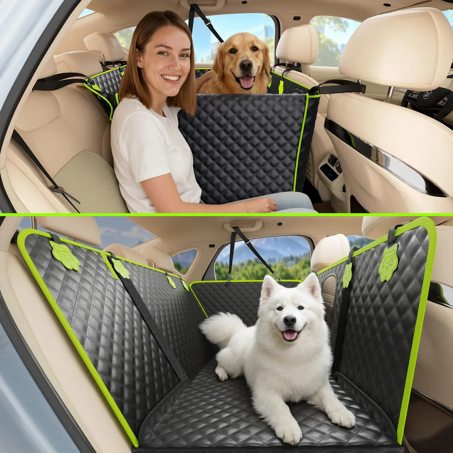 Pecute Protection Voiture Chien 2-en-1 Siège Auto Anti-Griffes Imperméable 150 kg