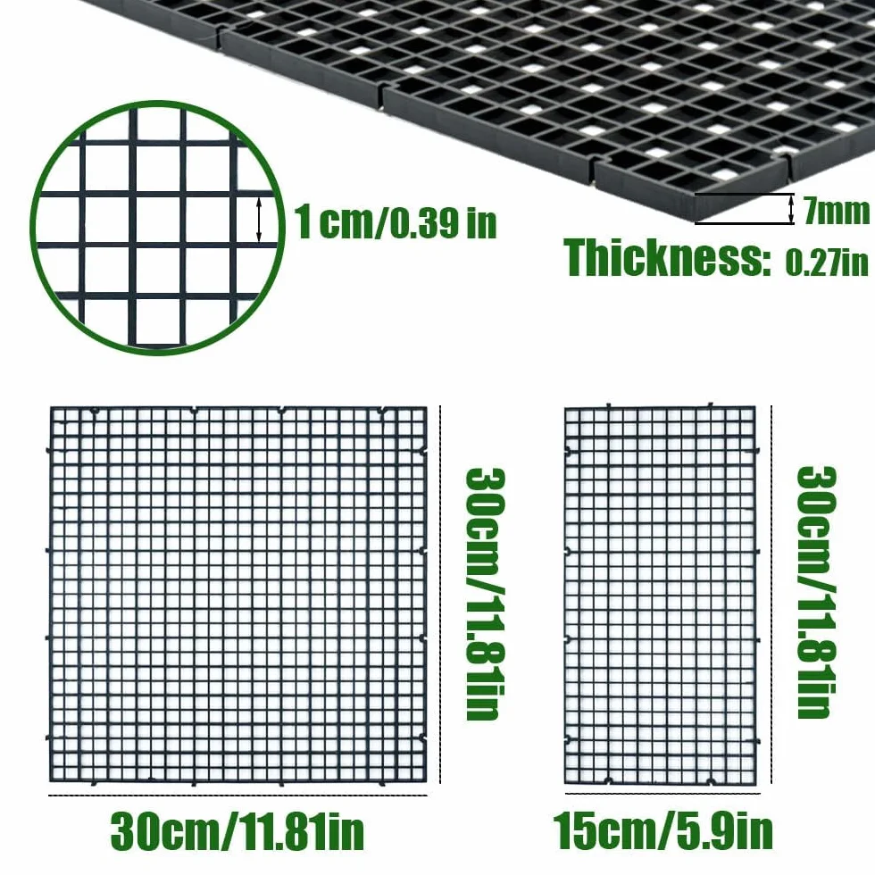 LINLAN 12 pièces Grilles en Plastique pour Aquarium 30 x 30 cm Séparateurs Filtration Protection Fond Noir