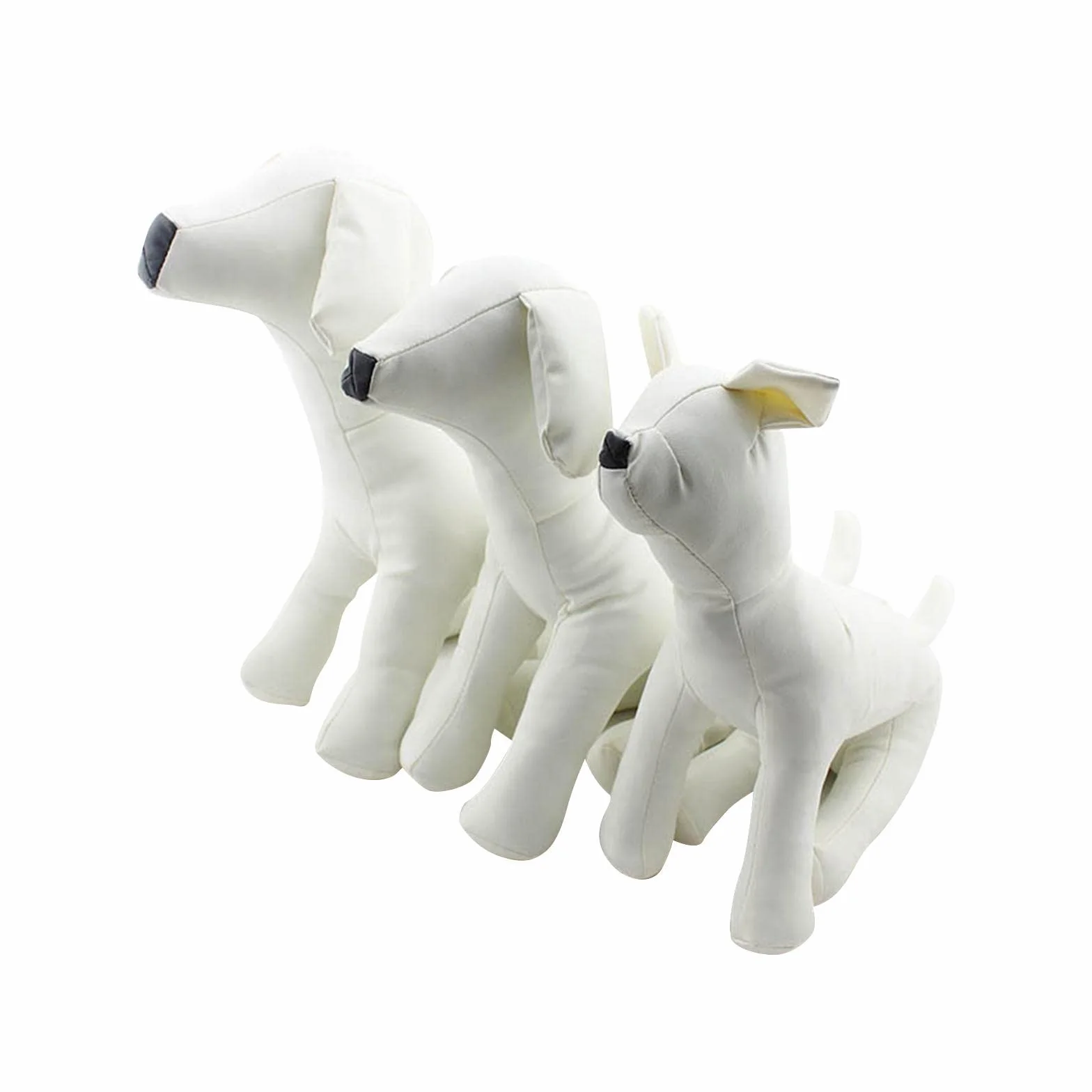 Perfk Mannequin Chien Cuir PU Modèle Jouet Doux Grand Cintre Support Vêtements Animaux Taille S Blanc