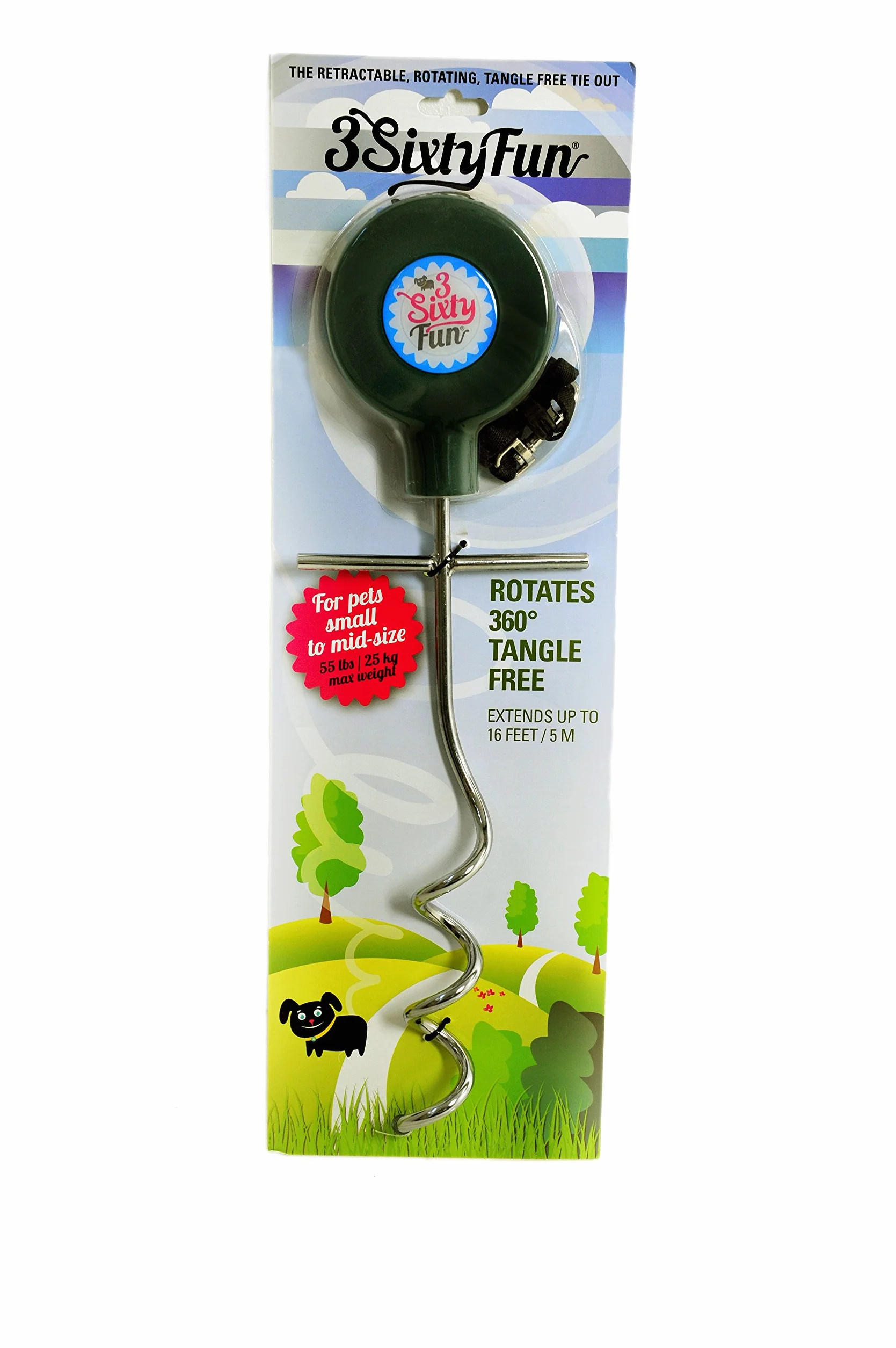 3Sixty Fun 5 m Laisse pour Chien Rotative Anti-Enchevêtrement pour Voyages Plein Air Camping