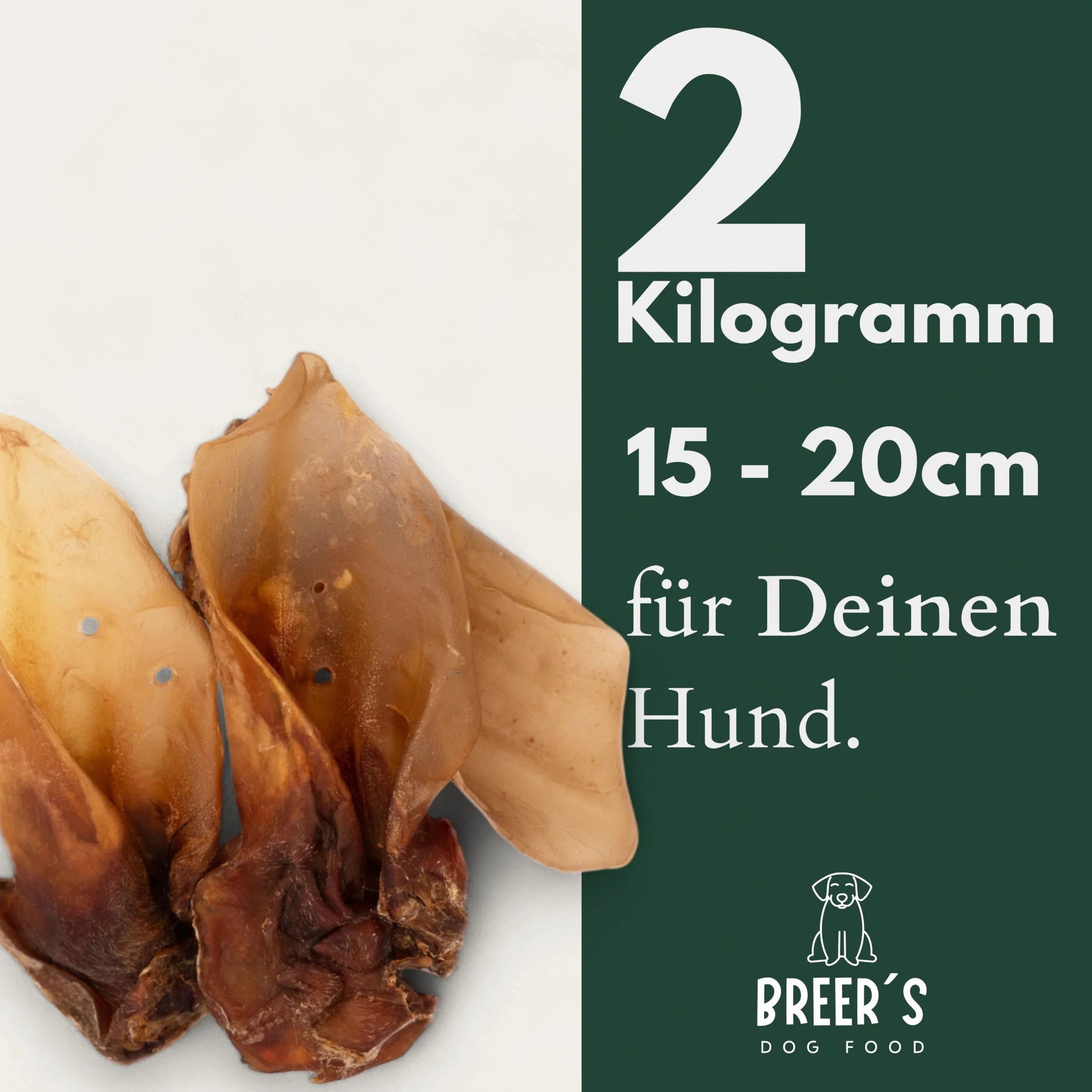 BREERs Oreilles de bœuf séchées avec coquillage pour chiens 2 kg