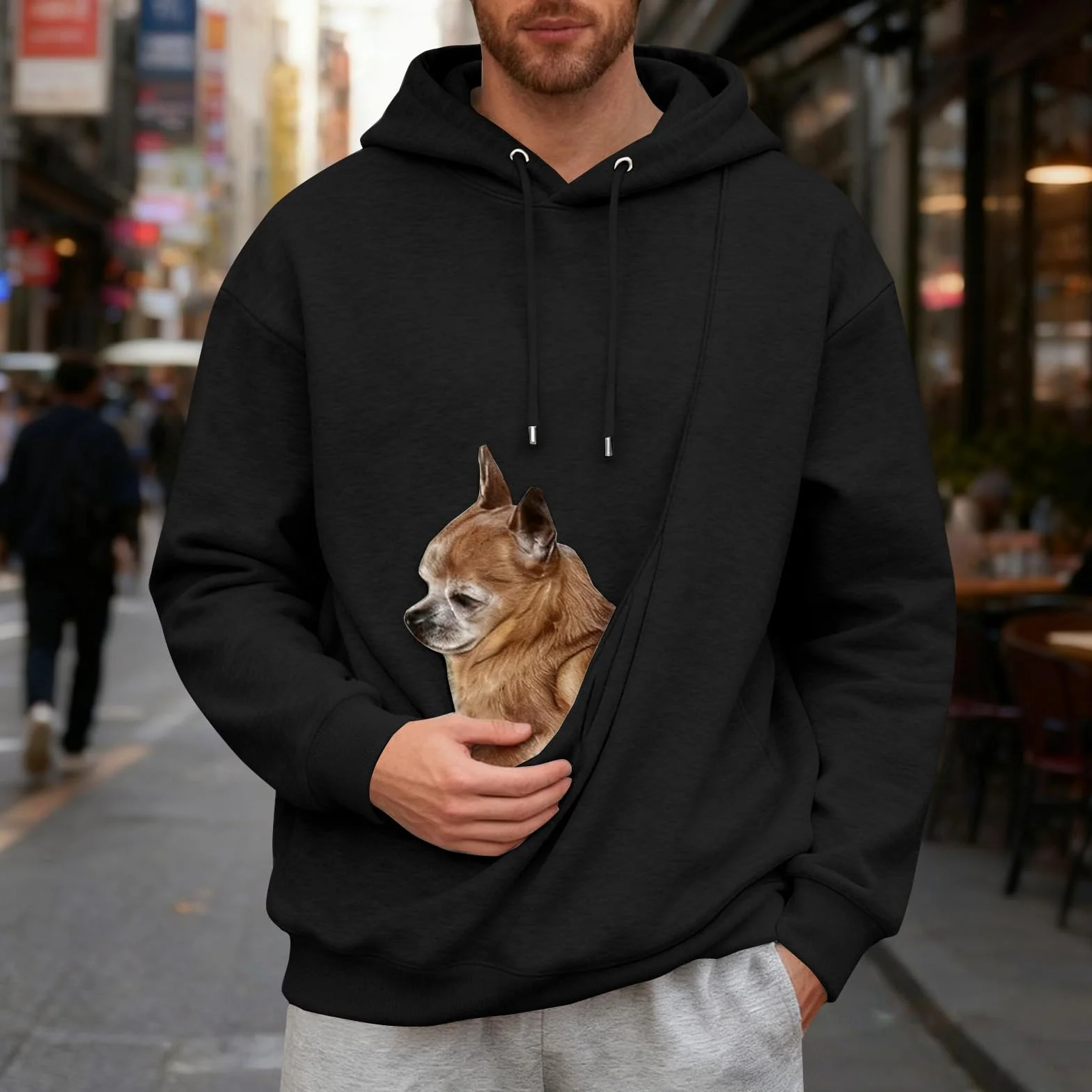 Sweat à capuche polaire pour chien chat chiot transport automne hiver manches longues poche kangourou