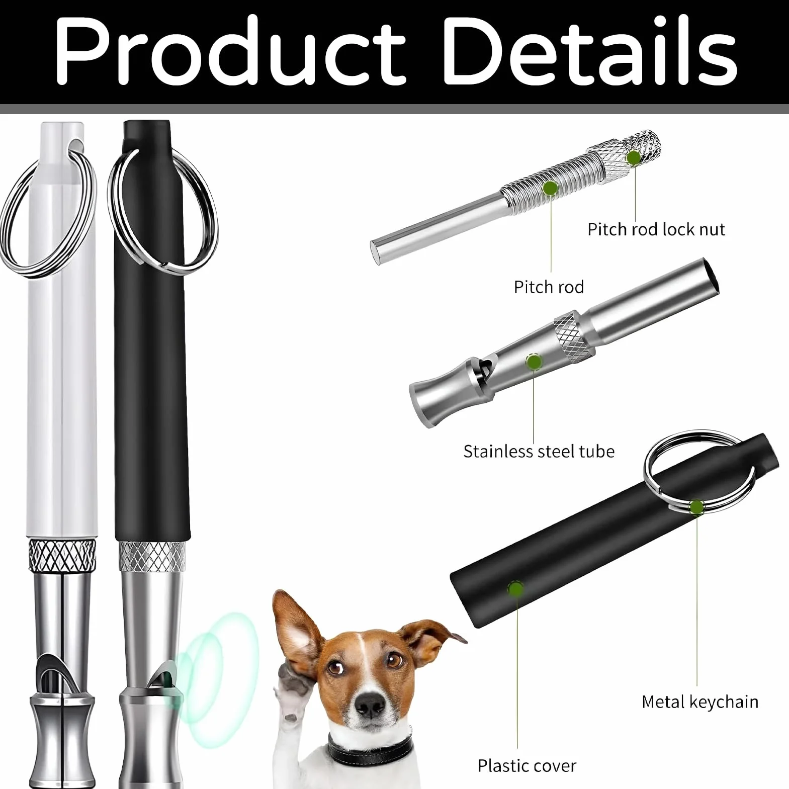 Sifflet Ultrason Chien Anti Aboiement Réglable avec Lanière, 2 Pièces