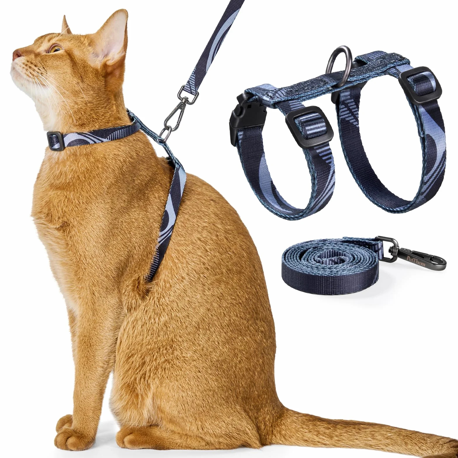 Harnais anti-fuite réglable pour chat - Ensemble de harnais et laisse doux et léger