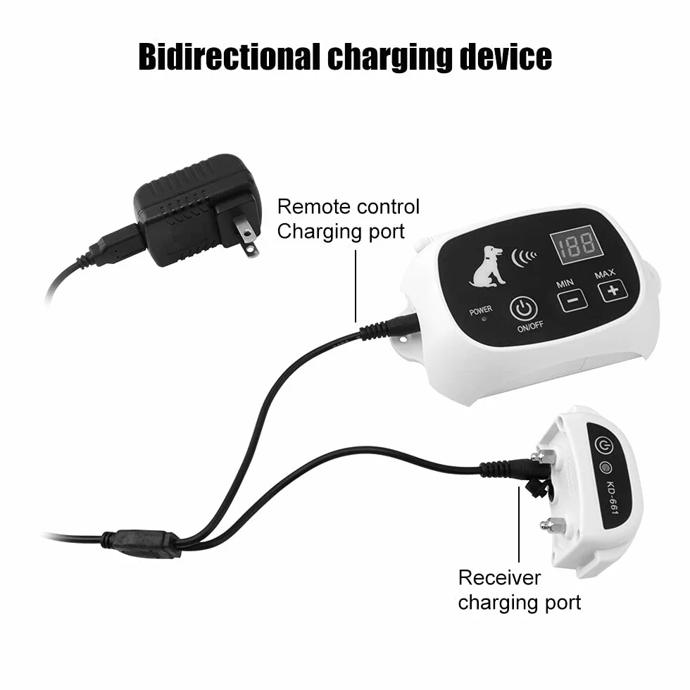 Système de clôture électronique sans fil étanche pour chien 1-3 animaux 0-100 niveau collier de dressage 661C