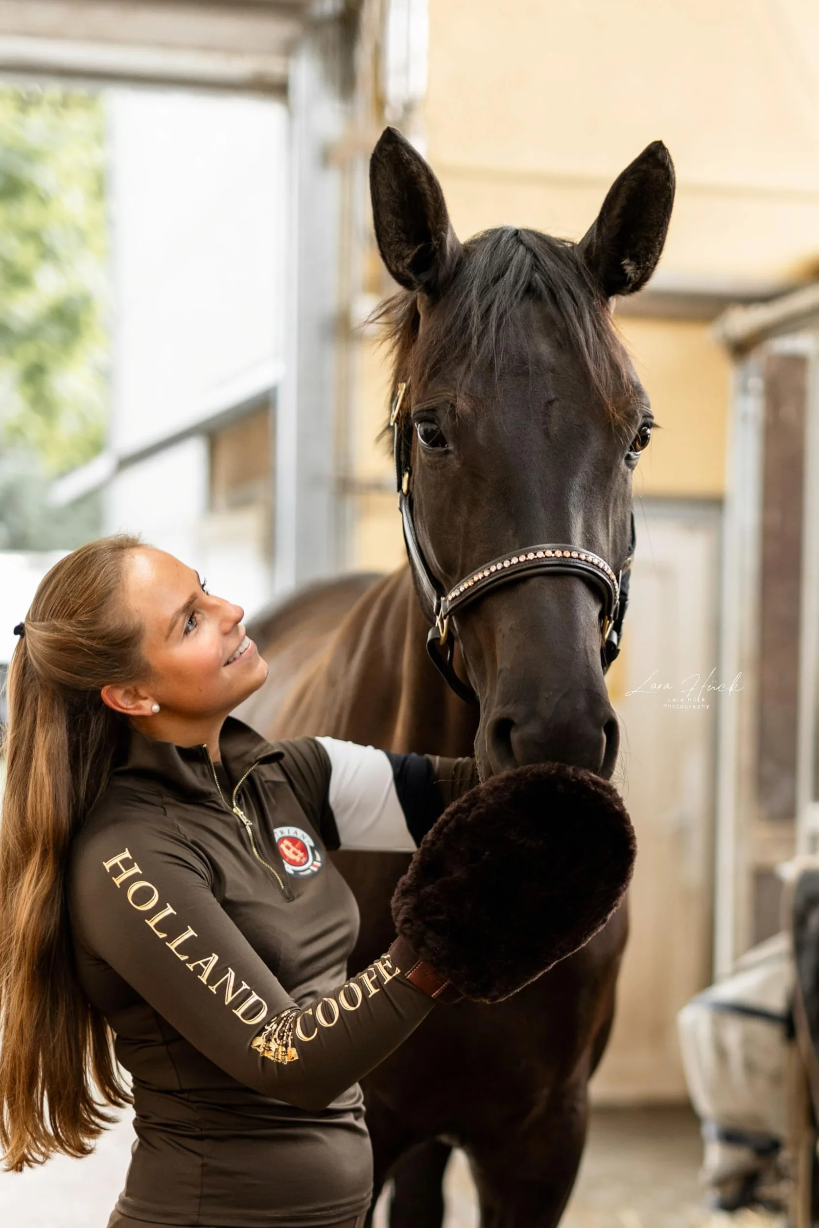 BONNY gant de pansage en peau d’agneau pour cheval – doux, anti-poussière, antistatique