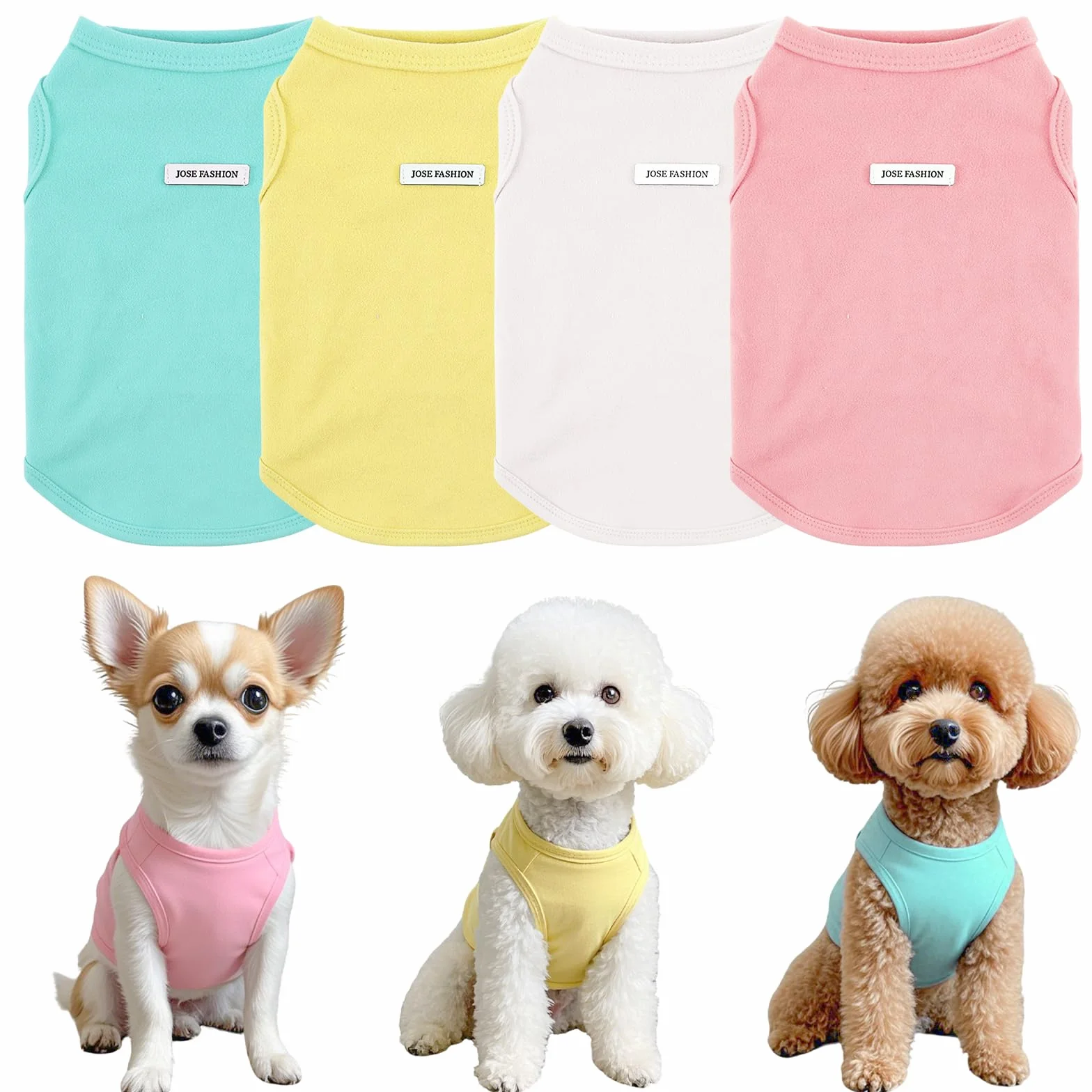 Lot de 4 Chemises d'été sans Manches pour Chien - T-Shirt coloré Respirant pour Petite et Moyenne Taille