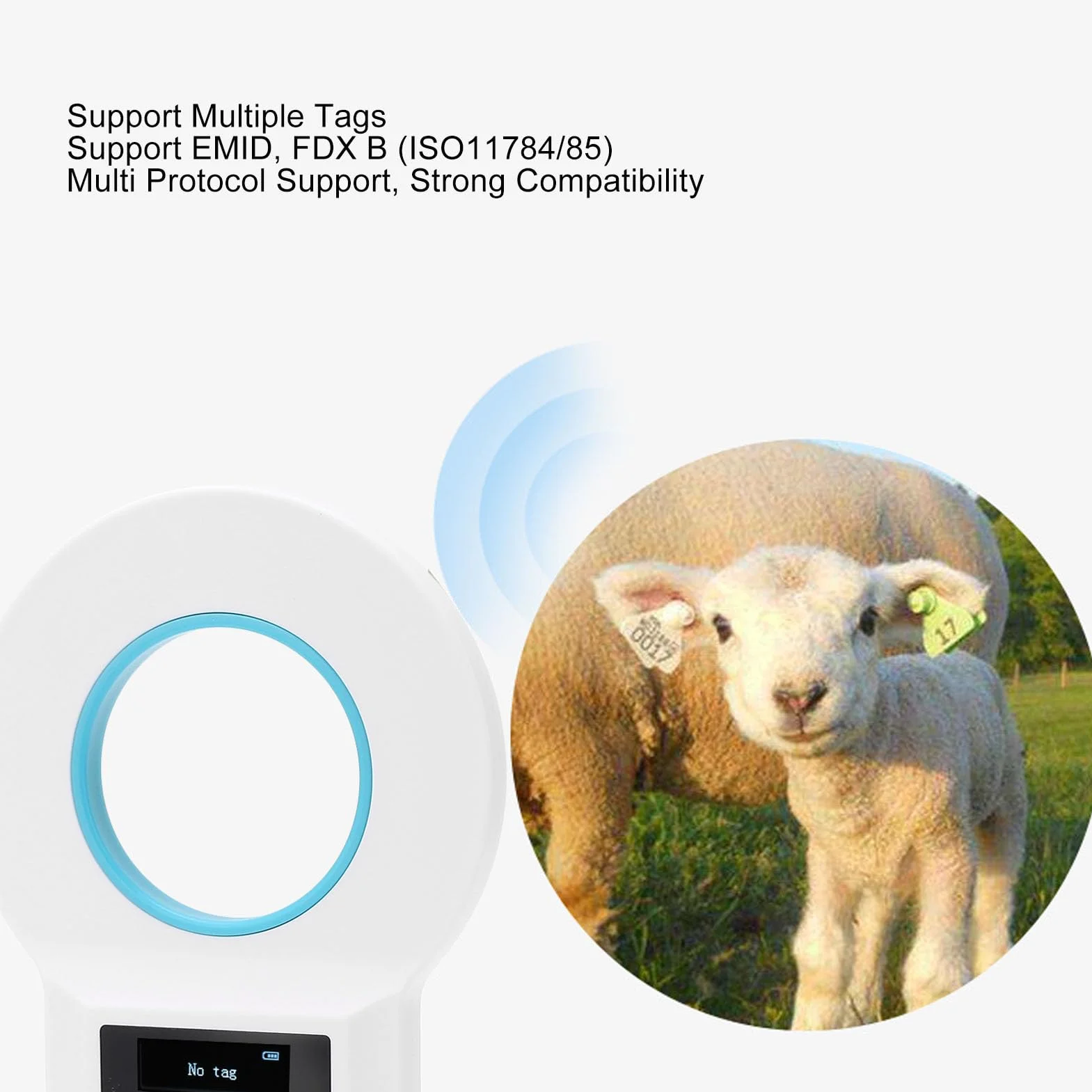 Scanner de Lecteur de Puces pour Animaux de Compagnie, Scanner D'identification de Puce RFID pour Animaux de Compagnie avec Stockage de Données de 128 Enregistrements, Scanner