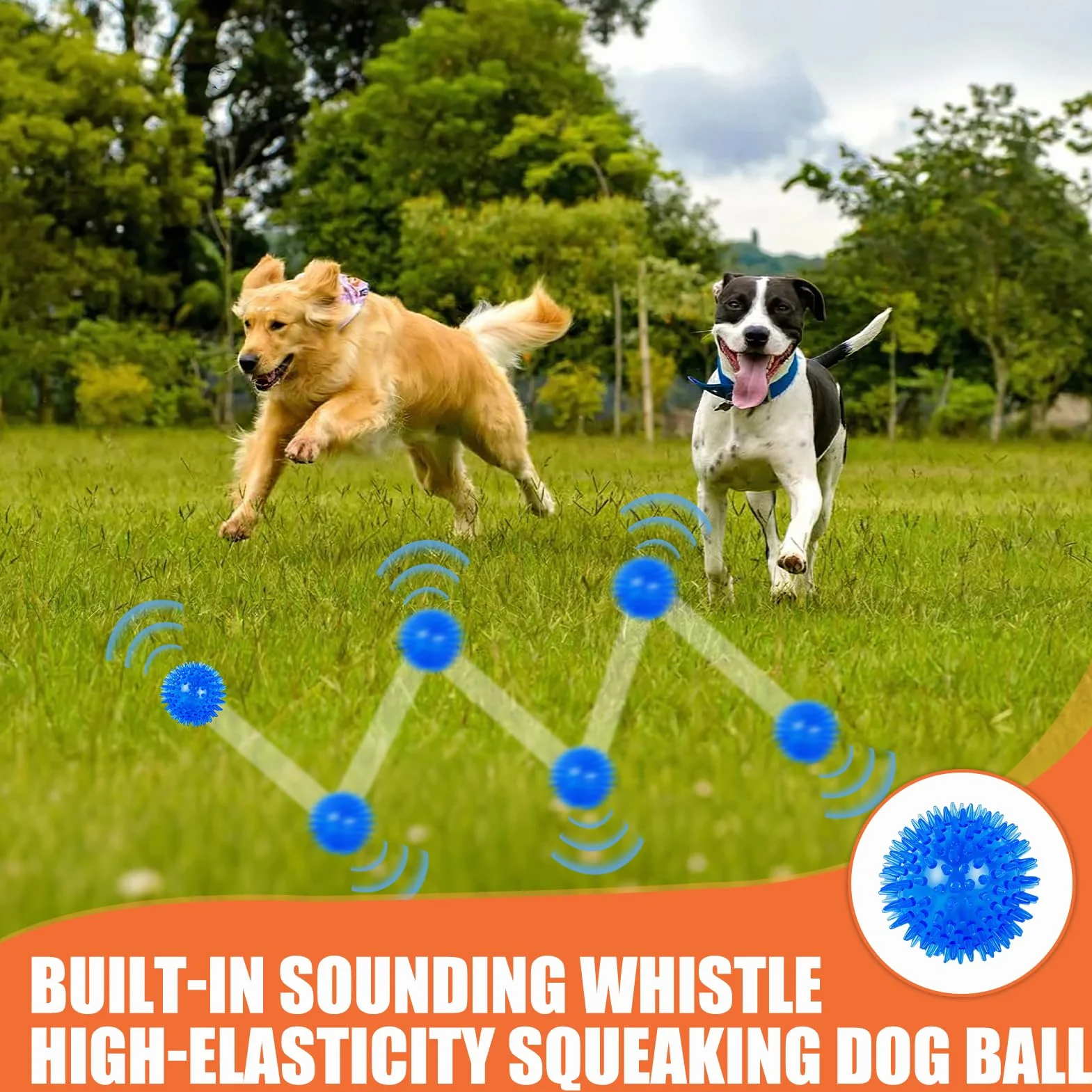 Squeaky Dog Ball Toys 4 Pack, Spiky Chew Balls Flottant pour Chien