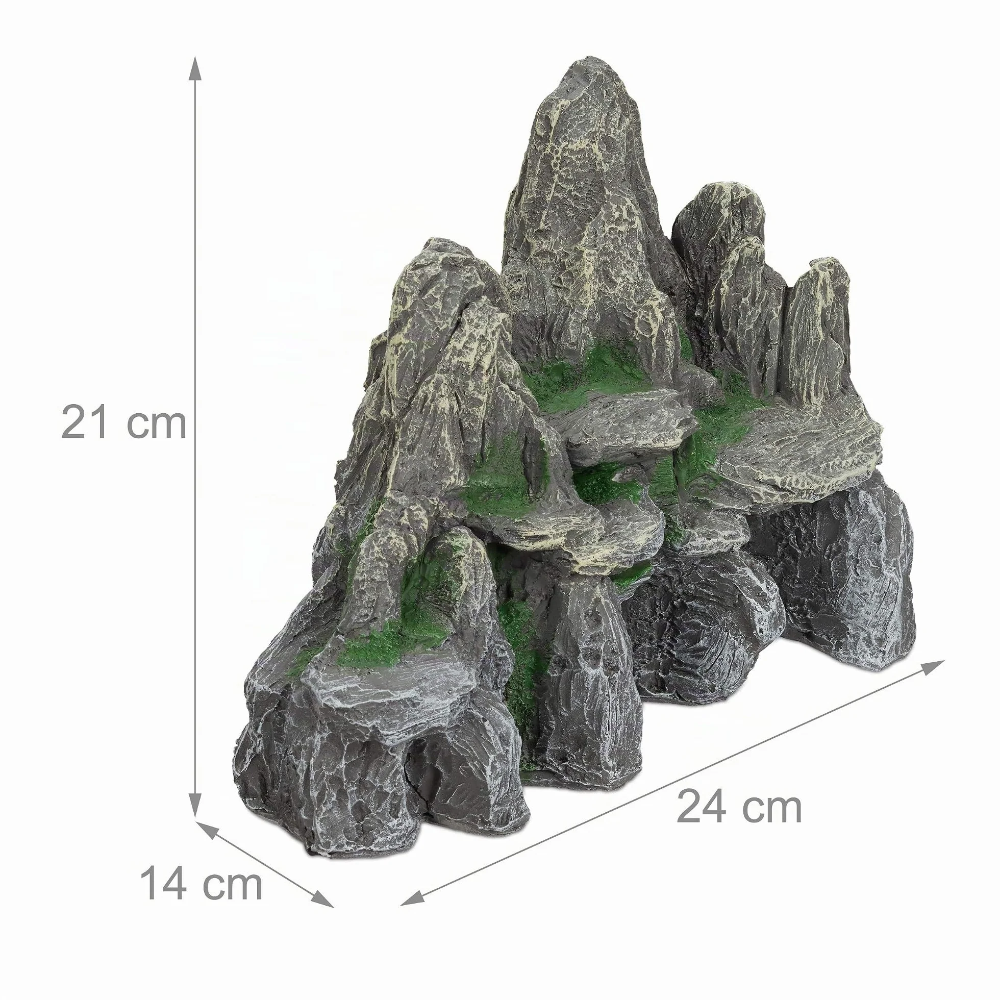 Relaxdays déco d'Aquarium Rocher Grotte 21 cm Gris-Vert
