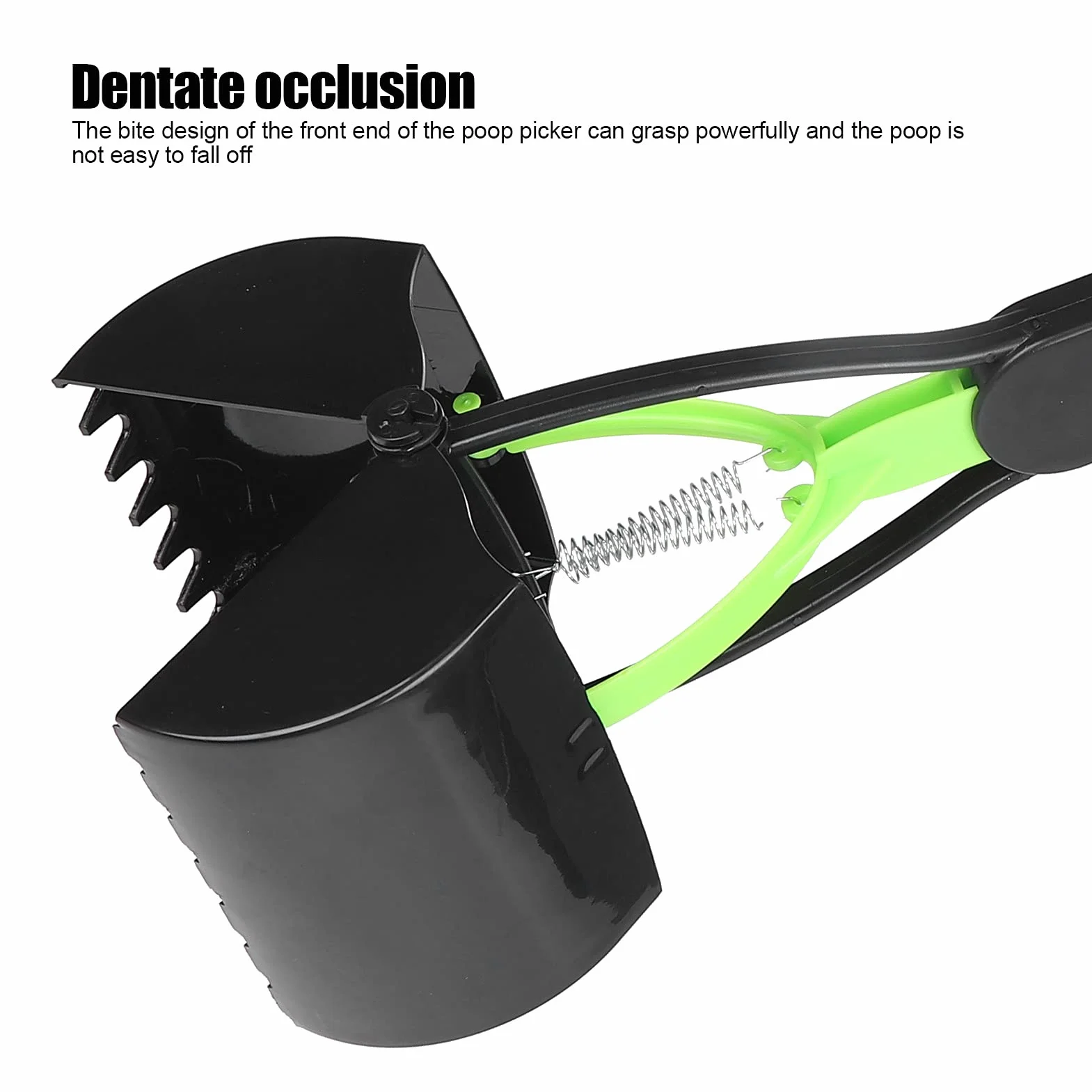 Pelle à Long Manche pour Chien, Compte-Gouttes pour Animaux de Compagnie, Pelle à Caca Portable pour Chien, Collecte des Excréments de Chien ou des Excréments d'animaux, 60 Cm(Vert et Noir)