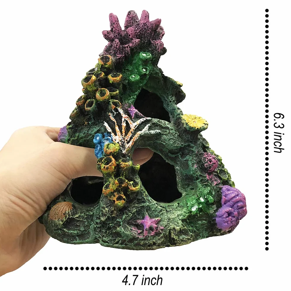 SLOCME Décorations pour aquarium récif corallien – Ornement de grotte de montagne de corail pour poissons Betta