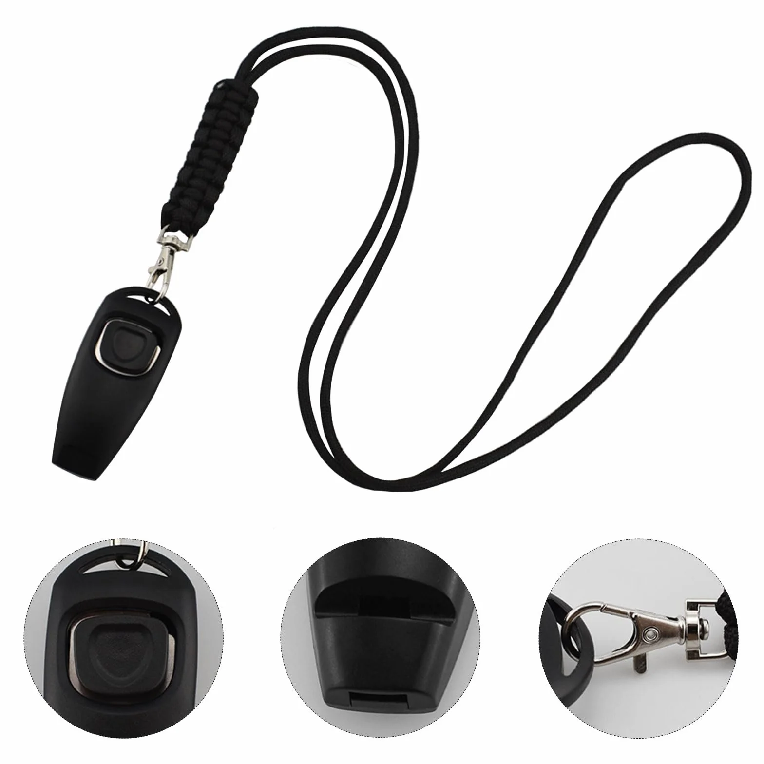 Sifflet Chien Rappel Ultrason Double Mode 2 en 1 Plastique ABS Acier Inoxydable avec Cordon Rouge Noir