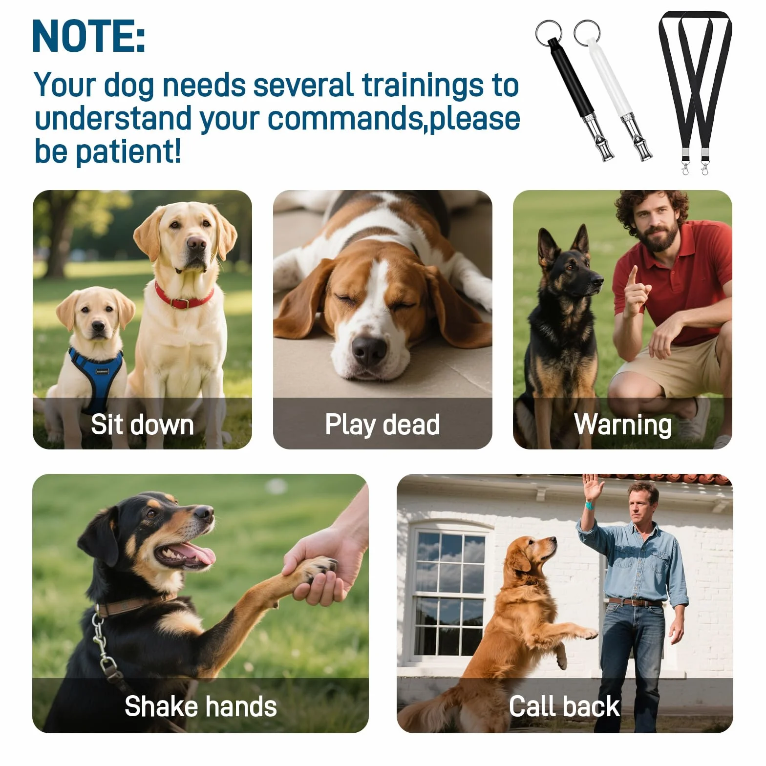 Sifflet Ultrason Chien Anti Aboiement Lot de 2 – Haute Fréquence Silencieux Aide Rappel Éducation Canine