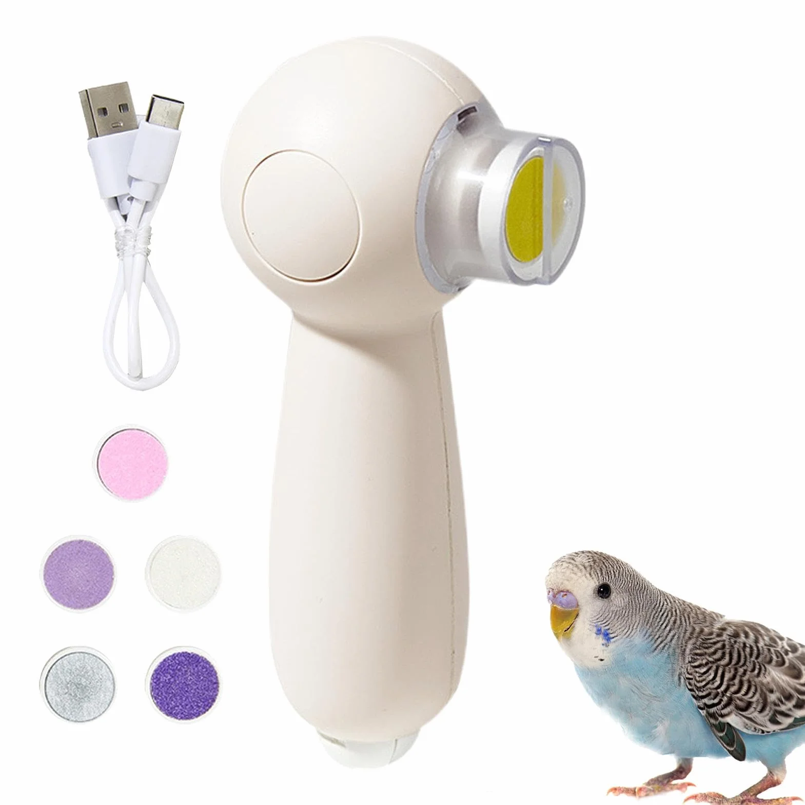 Ponceuse à ongles électrique pour perroquets 6 têtes abrasives accessoires soin oiseaux