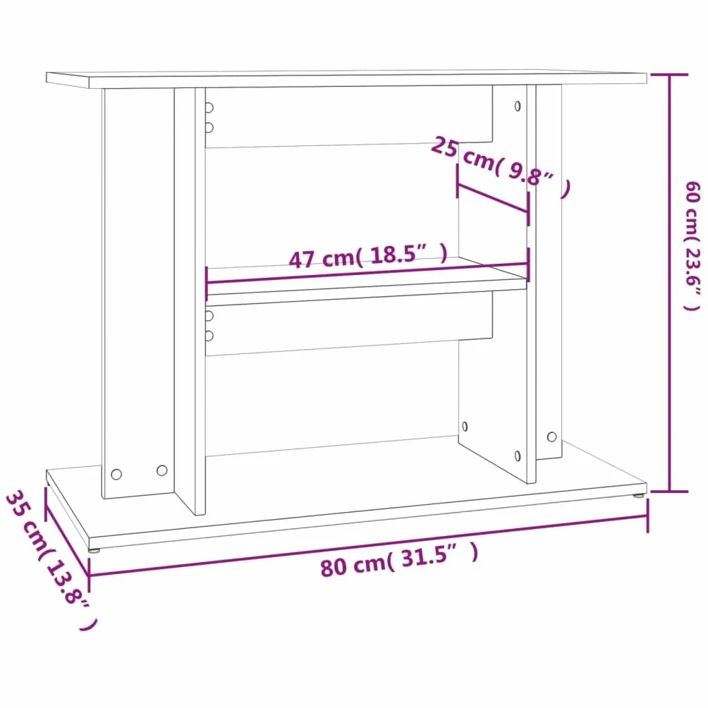 Support pour aquarium noir 80x35x60 cm bois d'ingénierie