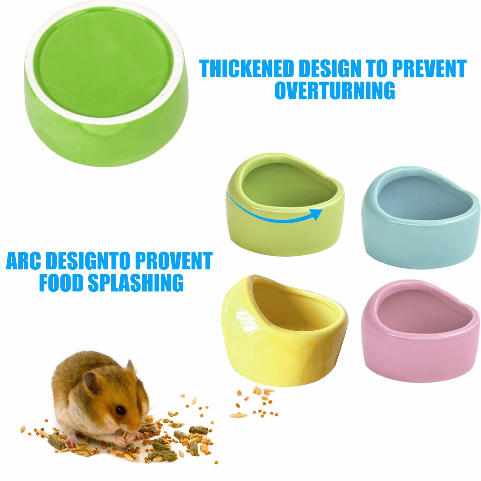 Gamelle anti-morsure pour hamsters et cochons d'Inde - Lot de 4 bols en céramique