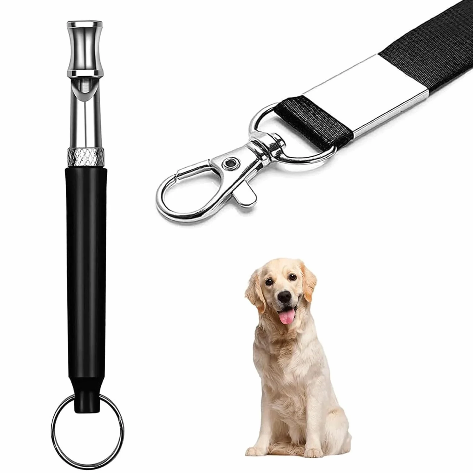 Sifflet pour chien à ultrasons haute fréquence silencieux, Fréquence réglable, Noir