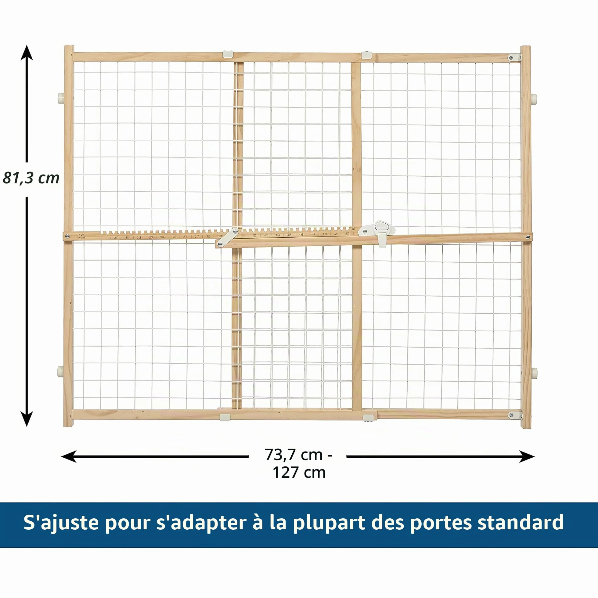 Midwest Homes for Pets Barrière de sécurité en grillage 81,28 cm haut 73,66-127 cm large bois