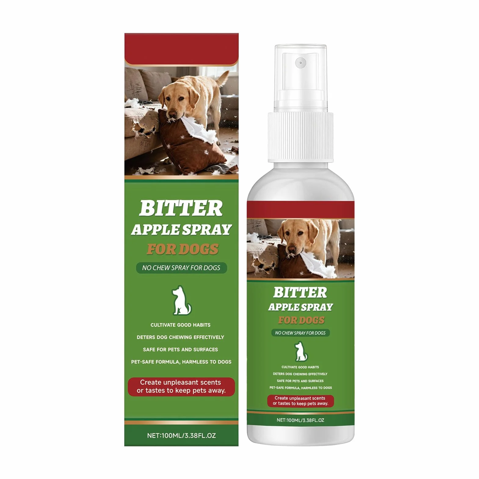 Bitter Spray Mastication Naturelle 100 ML Correcteur de comportement pour Meubles Tapis Terrasse