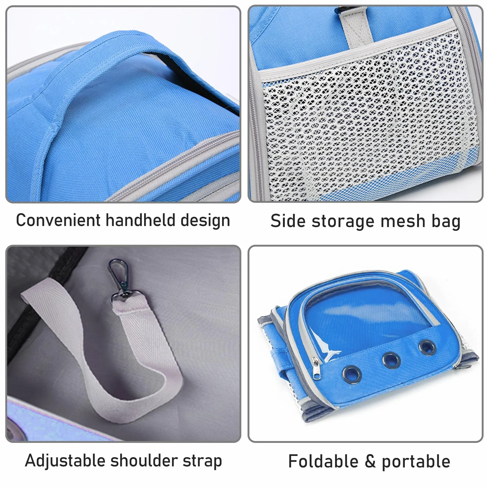 Sac de Transport pour Petits Animaux, Sac Voyage Chat Pliable, Cage Transport Lapin, Bleu