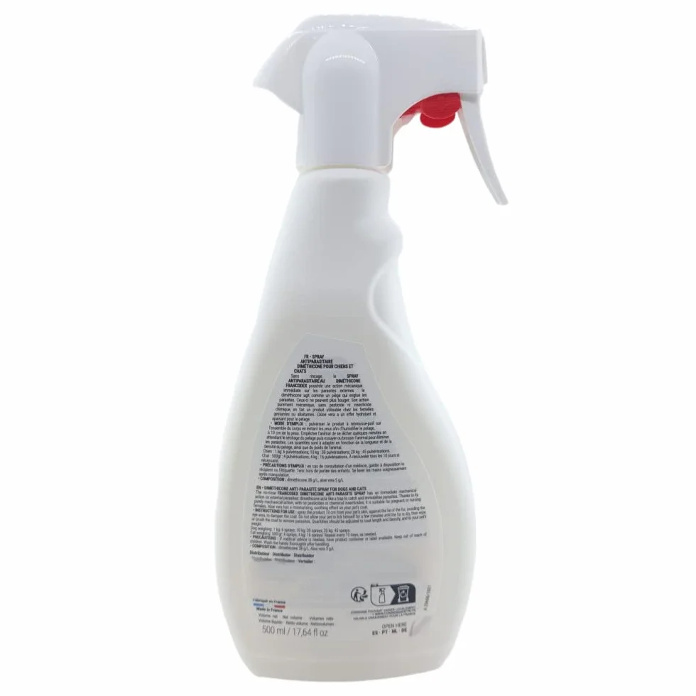 Francodex Spray antiparasitaire diméthicone 500 ML pour Chats et Chiens