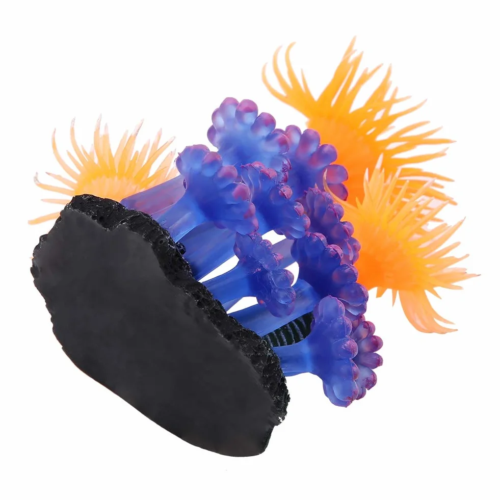 Faux Corail en Silicone Lumineux, Décor d'Aquarium Betta, Anémone de Mer Artificielle