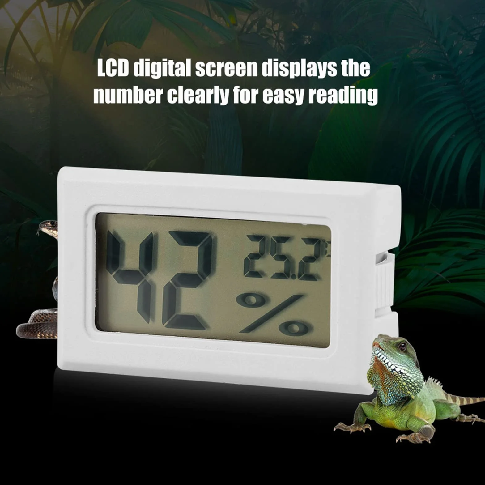 Mini Thermomètre Numérique Hygromètre avec Sonde Externe, Moniteur LCD Numérique Intérieur Extérieur Température Humidité Mètre Jauge pour Reptiles Terrarium Animal de Compagnie