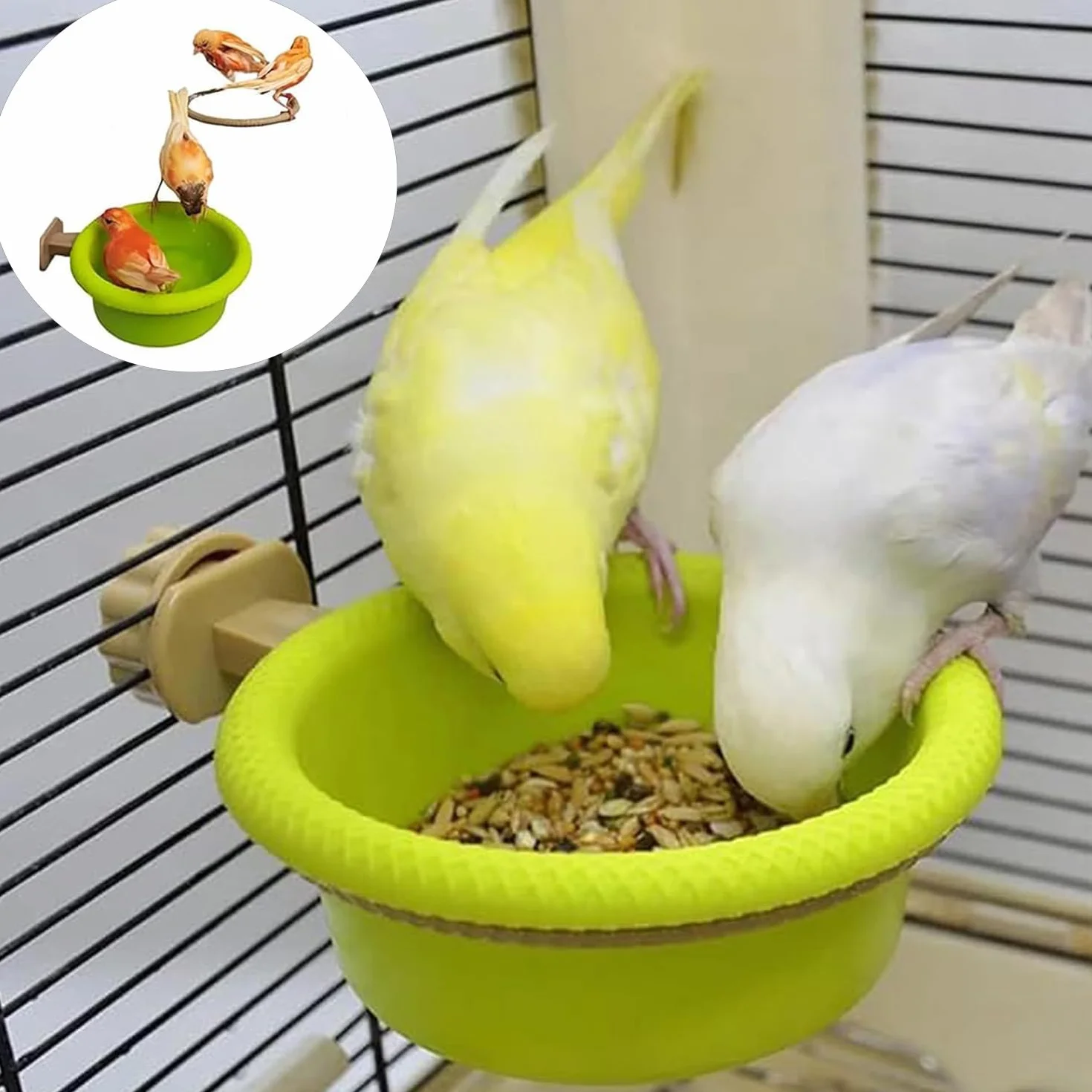 MEISO Baignoire Suspendue Pour Oiseaux, Douche Perroquets Canaris, Accessoire Cage Plastique