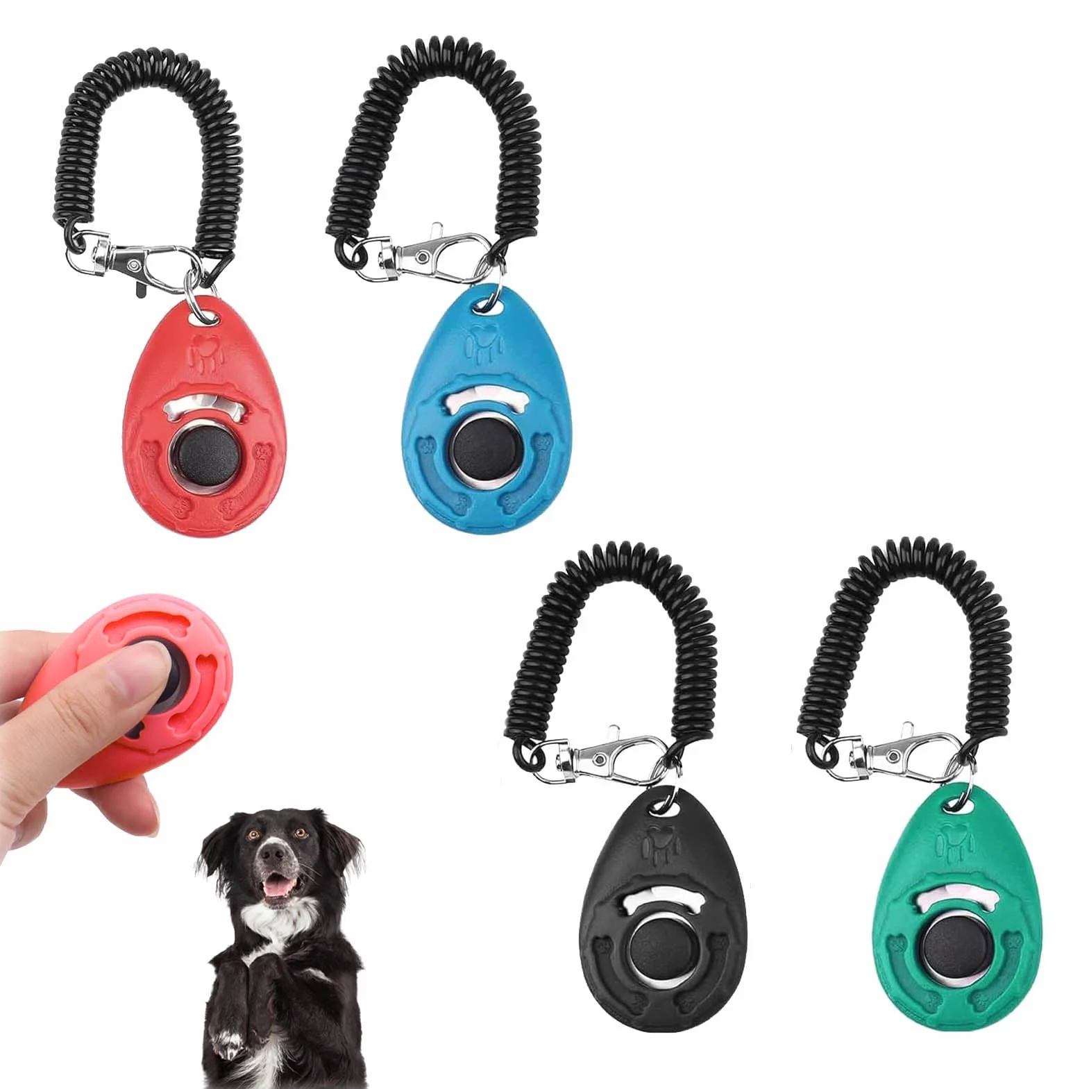 4 PCS Clicker Chien Dressage,Multicolore Clickers de Dressage pour Animaux de Compagnie avec Dragonne,Professionnel Clicker Chien Commandement Training pour Chien Chat Cheval
